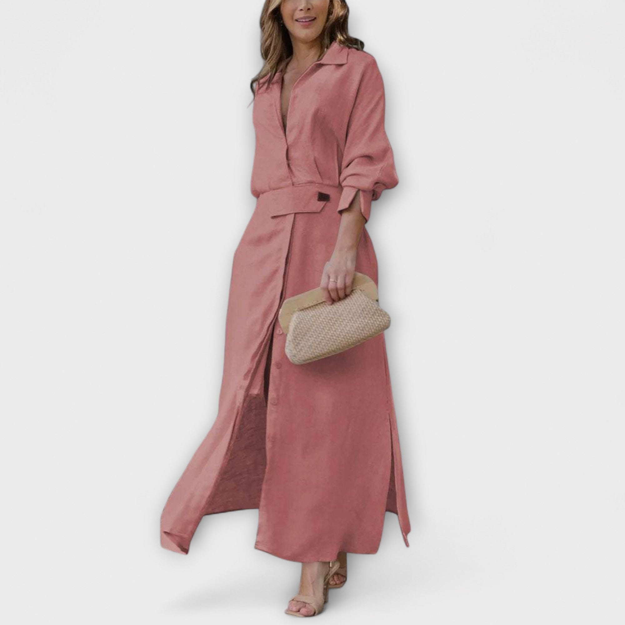 Women’s Linen Maxi Dress, Sleeveless, V-Neckline, Flowy Fit, Breathable Lightweight Fabric