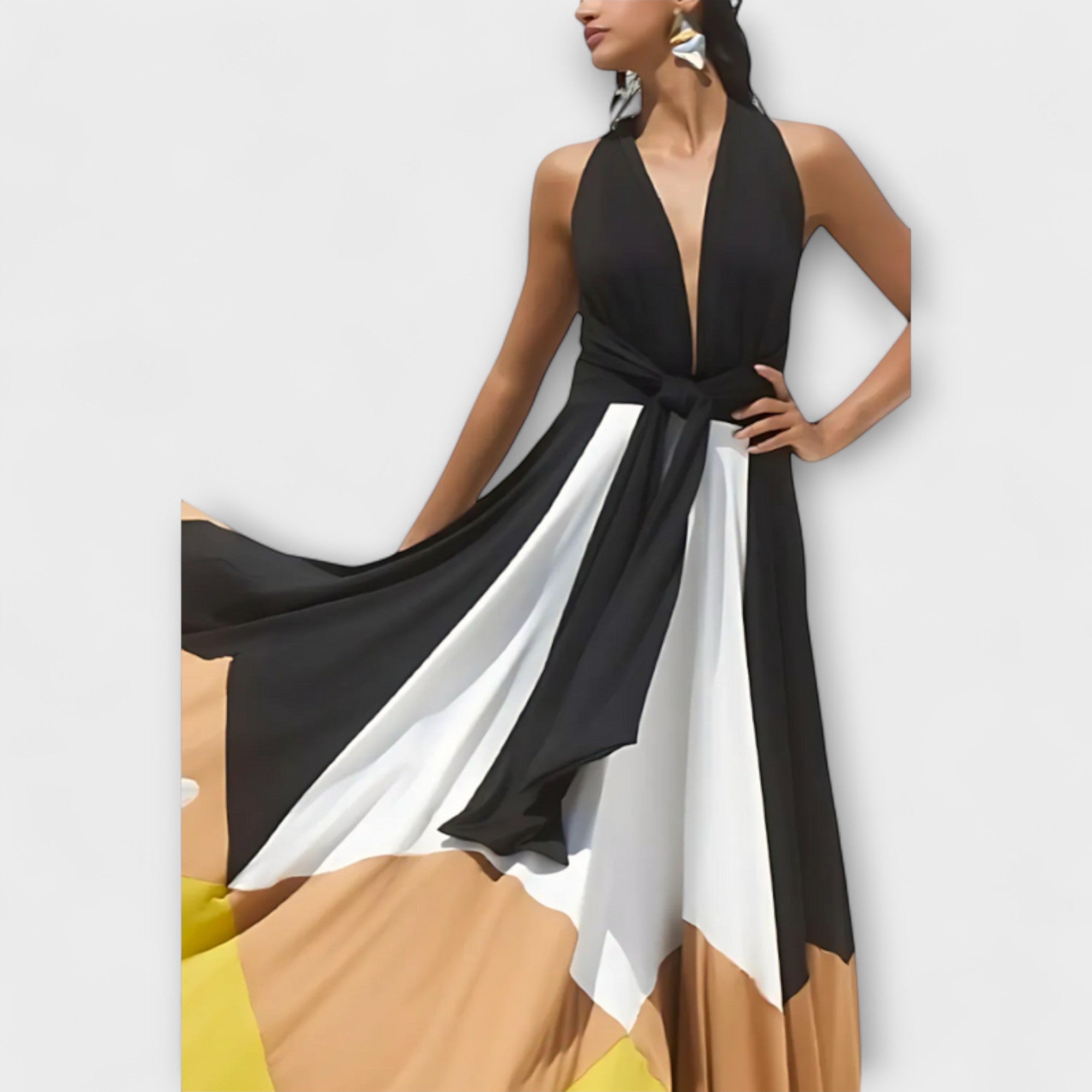 Women’s Long Dress, Sleeveless, Exposed Back, Elegant Fit, Soft Stretch Fabric