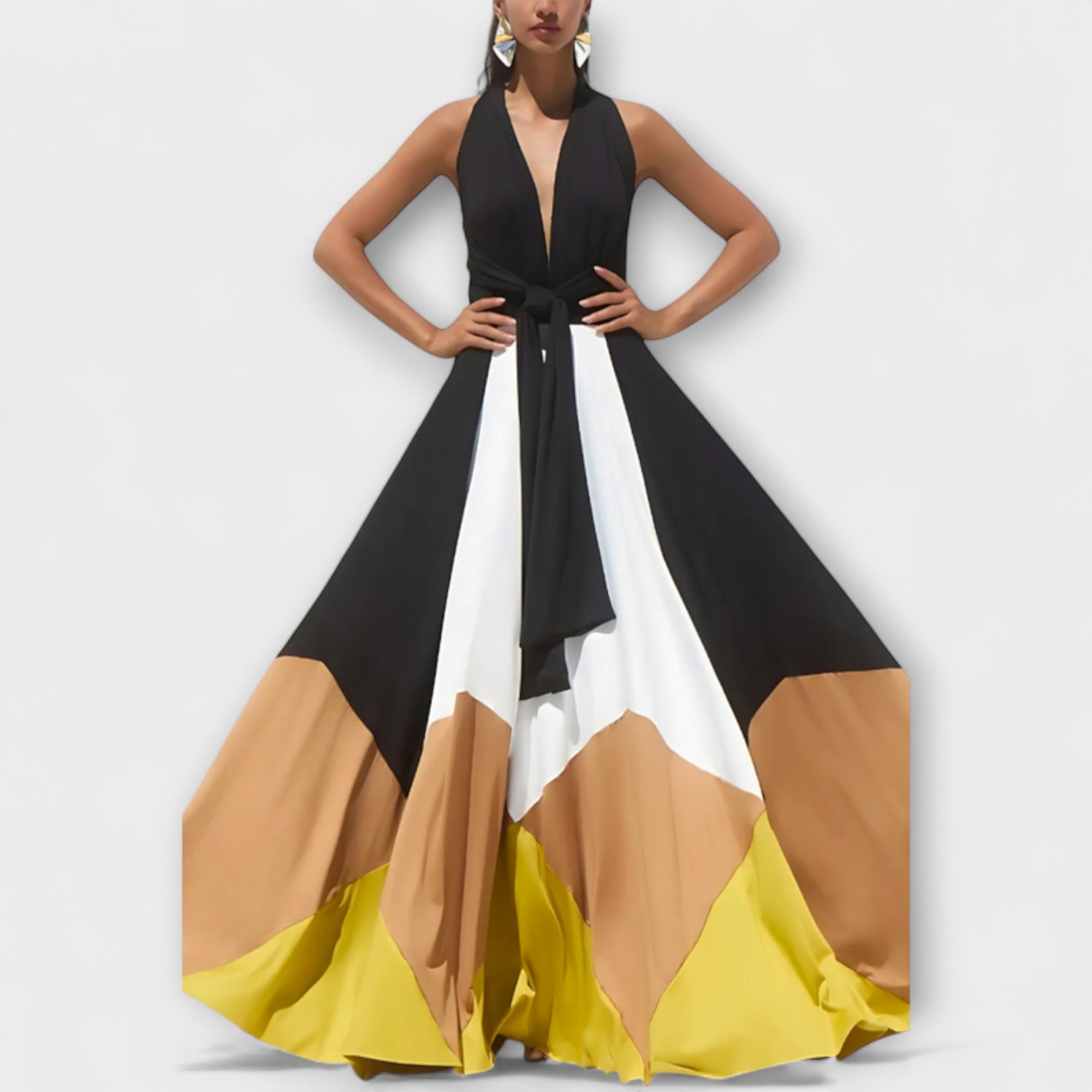 Women’s Long Dress, Sleeveless, Exposed Back, Elegant Fit, Soft Stretch Fabric