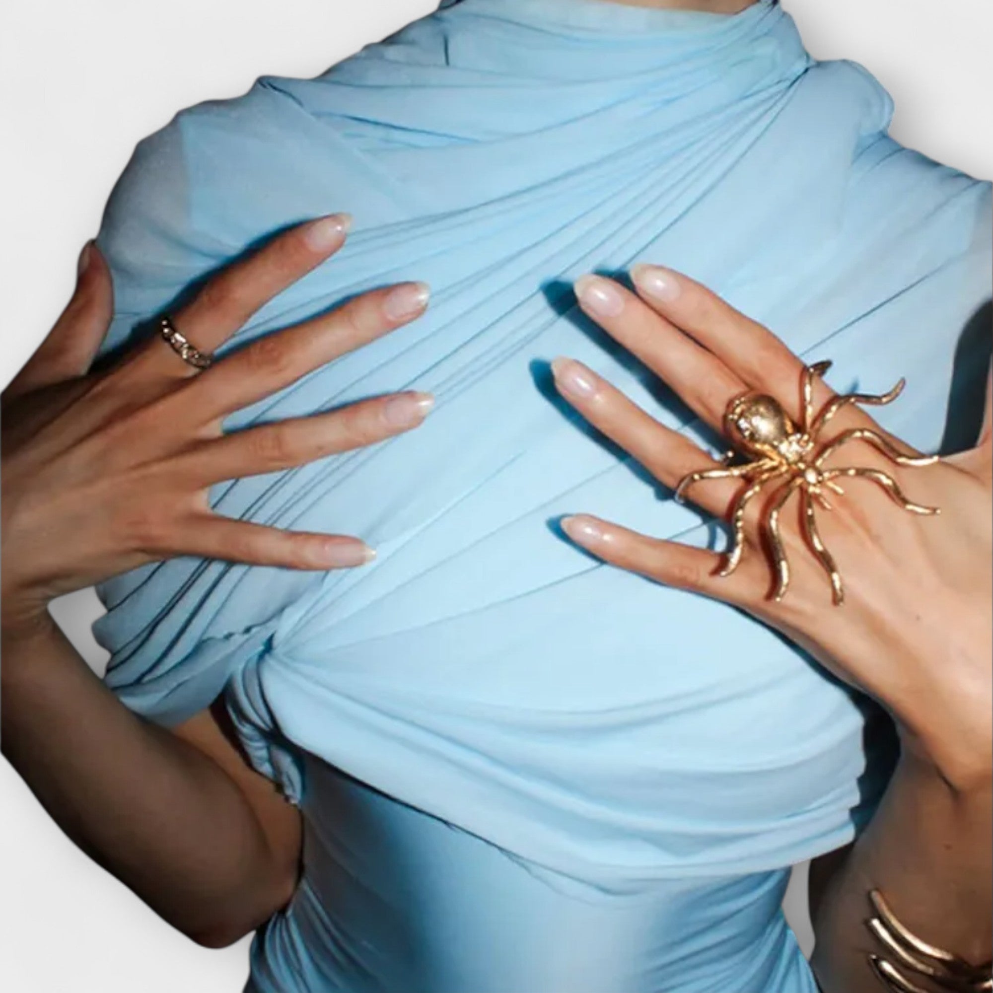 Women’s Maxi Dress, Blue, Sleeveless, High Neckline, Tailored Fit, Lightweight Synthetic Fabric