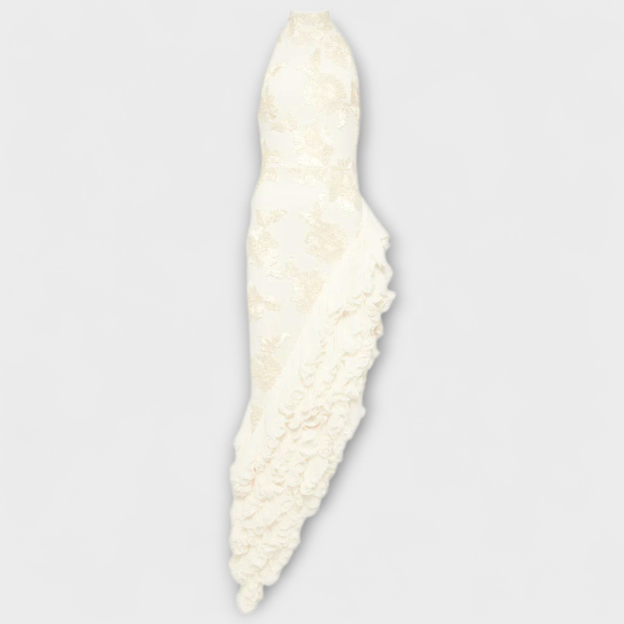 Women’s Maxi Dress, Floor-Length, Sleeveless, 3D Floral Appliqués, Back Zip Closure