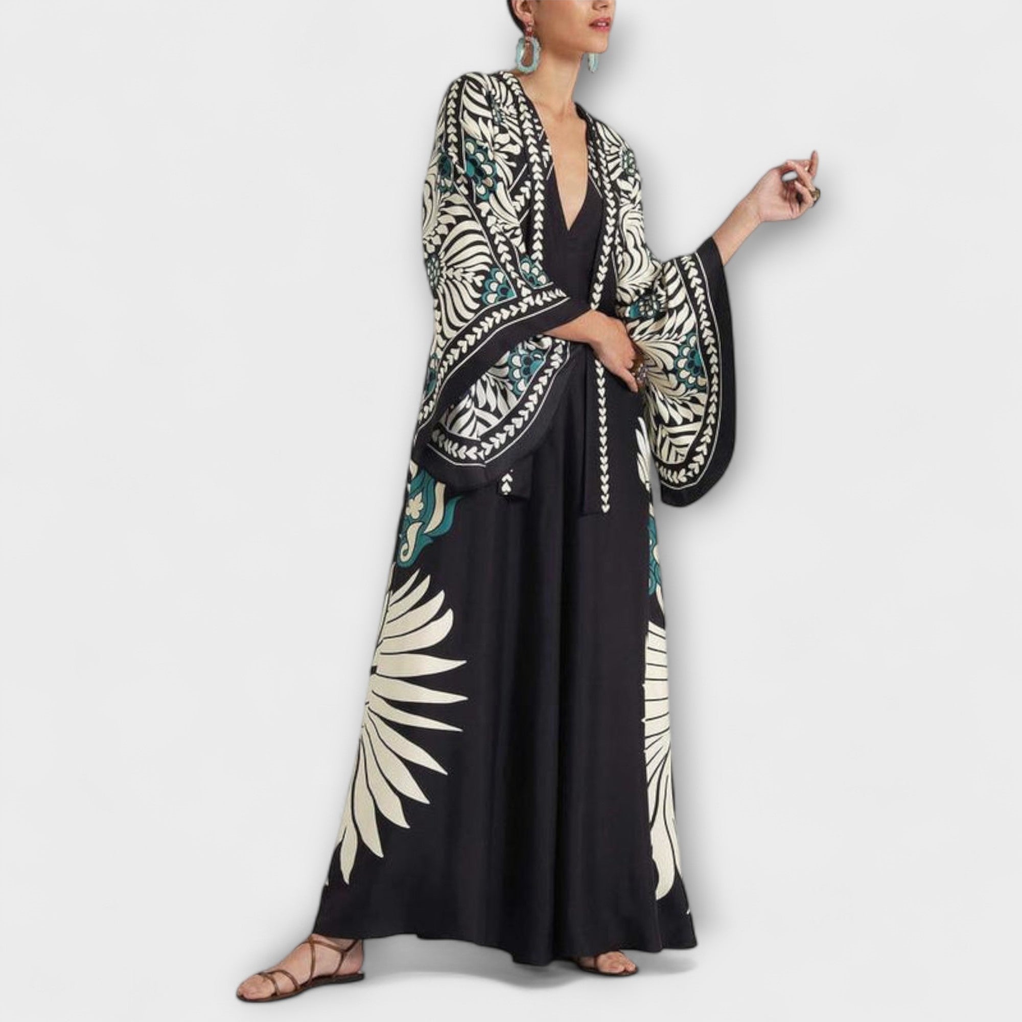 Women’s Maxi Dress, Floral Pattern, Sleeveless, High Collar, Relaxed Fit, Soft Breathable Fabric