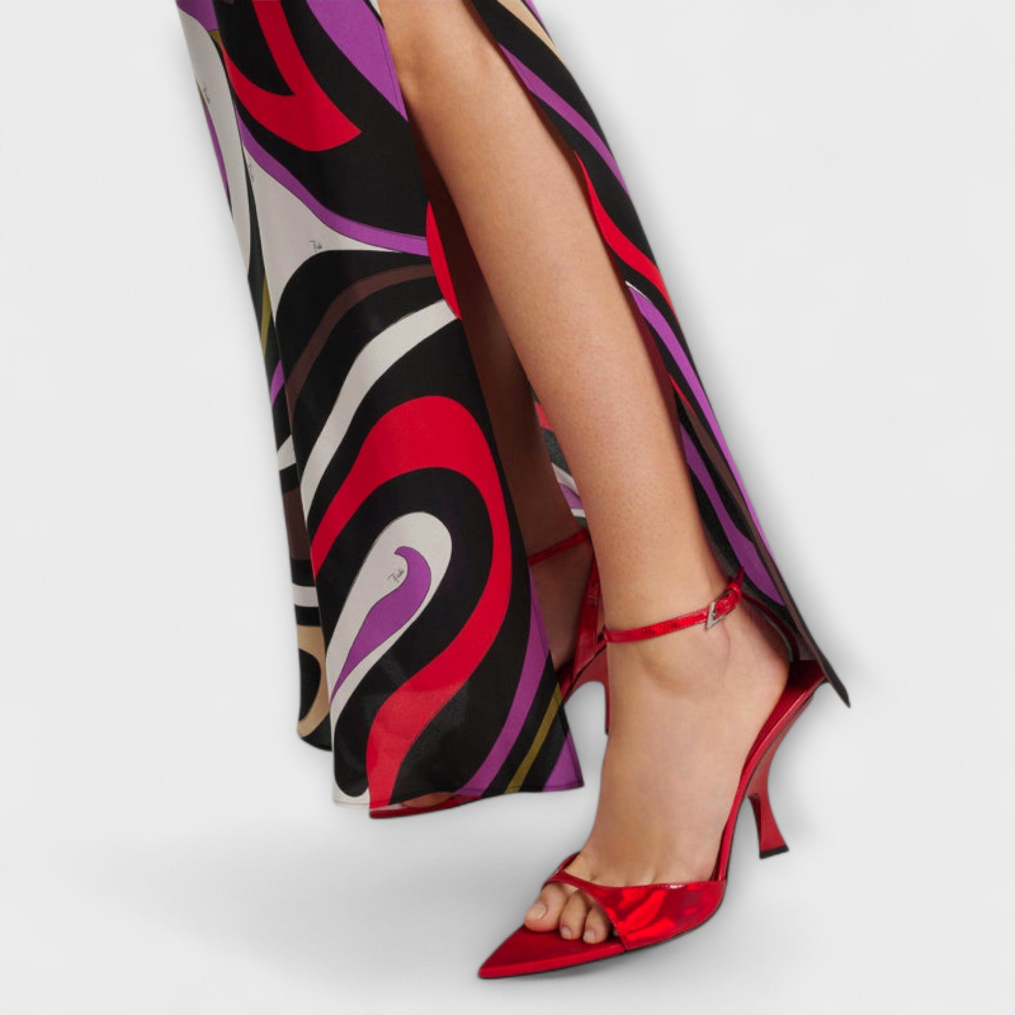 Women’s Maxi Dress, Khaki and Pink Marble Print, Sleeveless, V-Neck, Flattering Fit, Satin