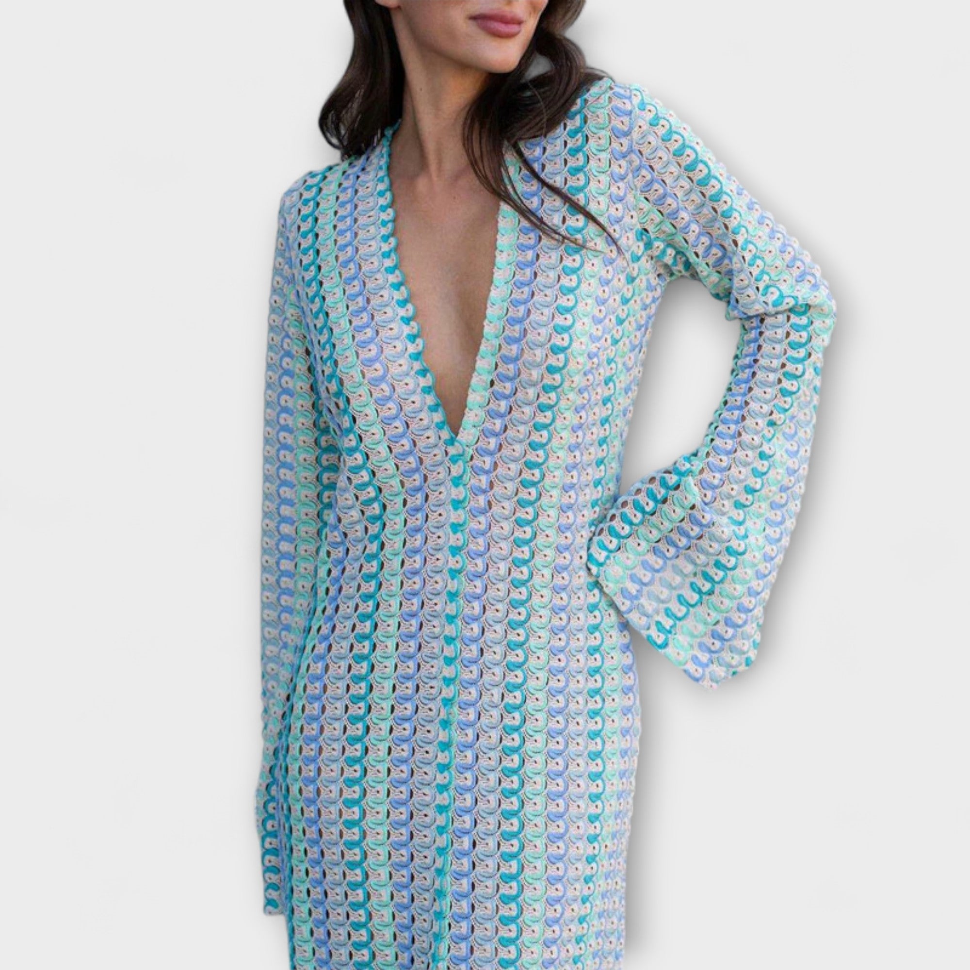 Women’s Maxi Dress, Lightweight, Ankle Length, Long Sleeve, V-Neck, Loose Fit