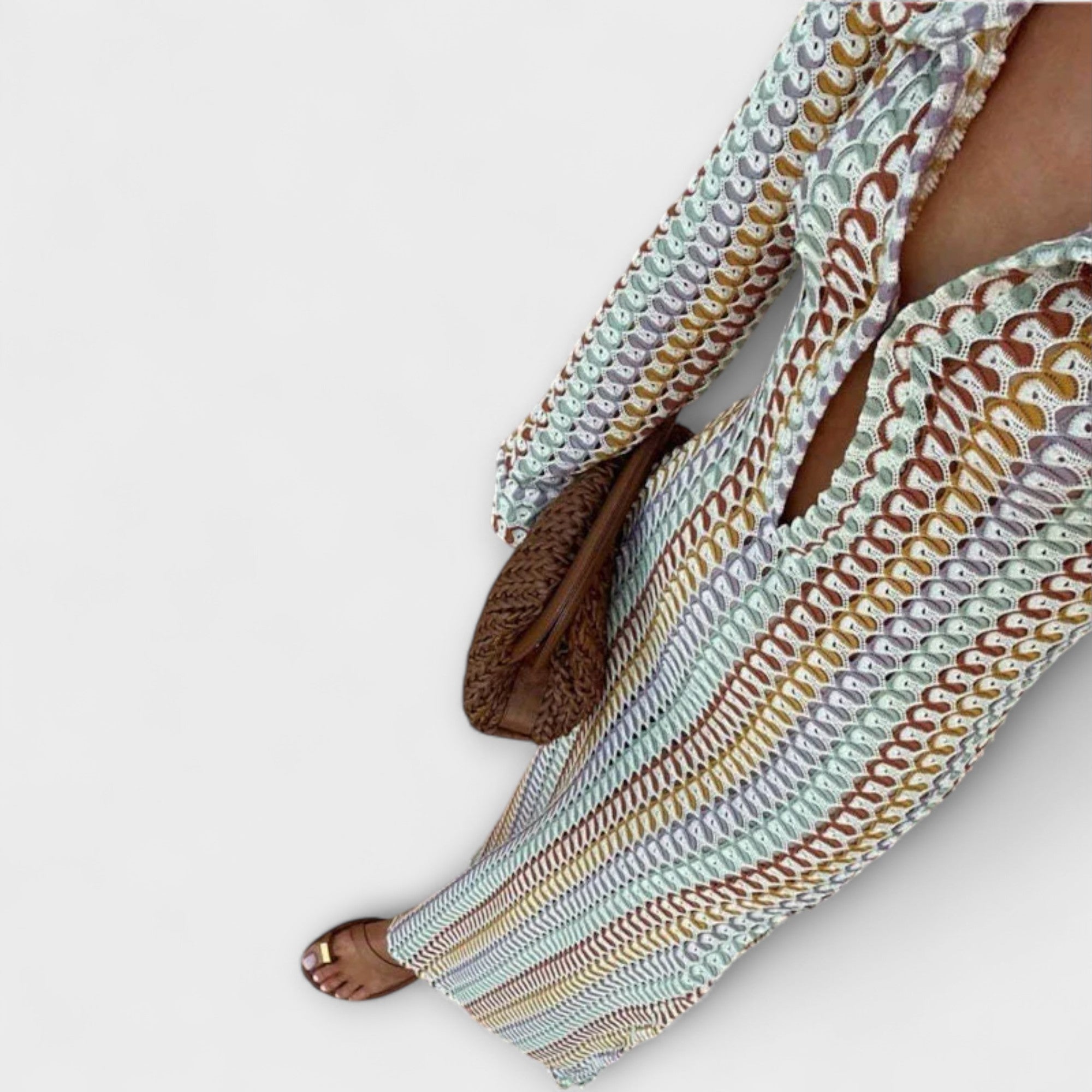 Women’s Maxi Dress, Lightweight, Ankle Length, Long Sleeve, V-Neck, Loose Fit