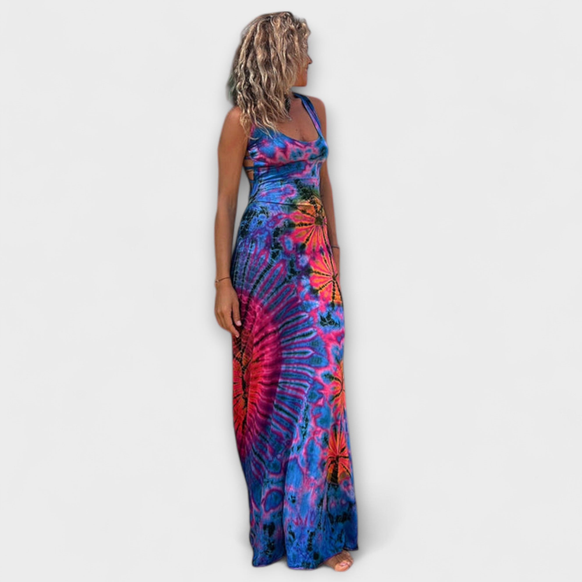 Women’s Maxi Dress, Sleeveless, Round Neck, Regular Fit, Unplaced Print, High-Quality Fabric