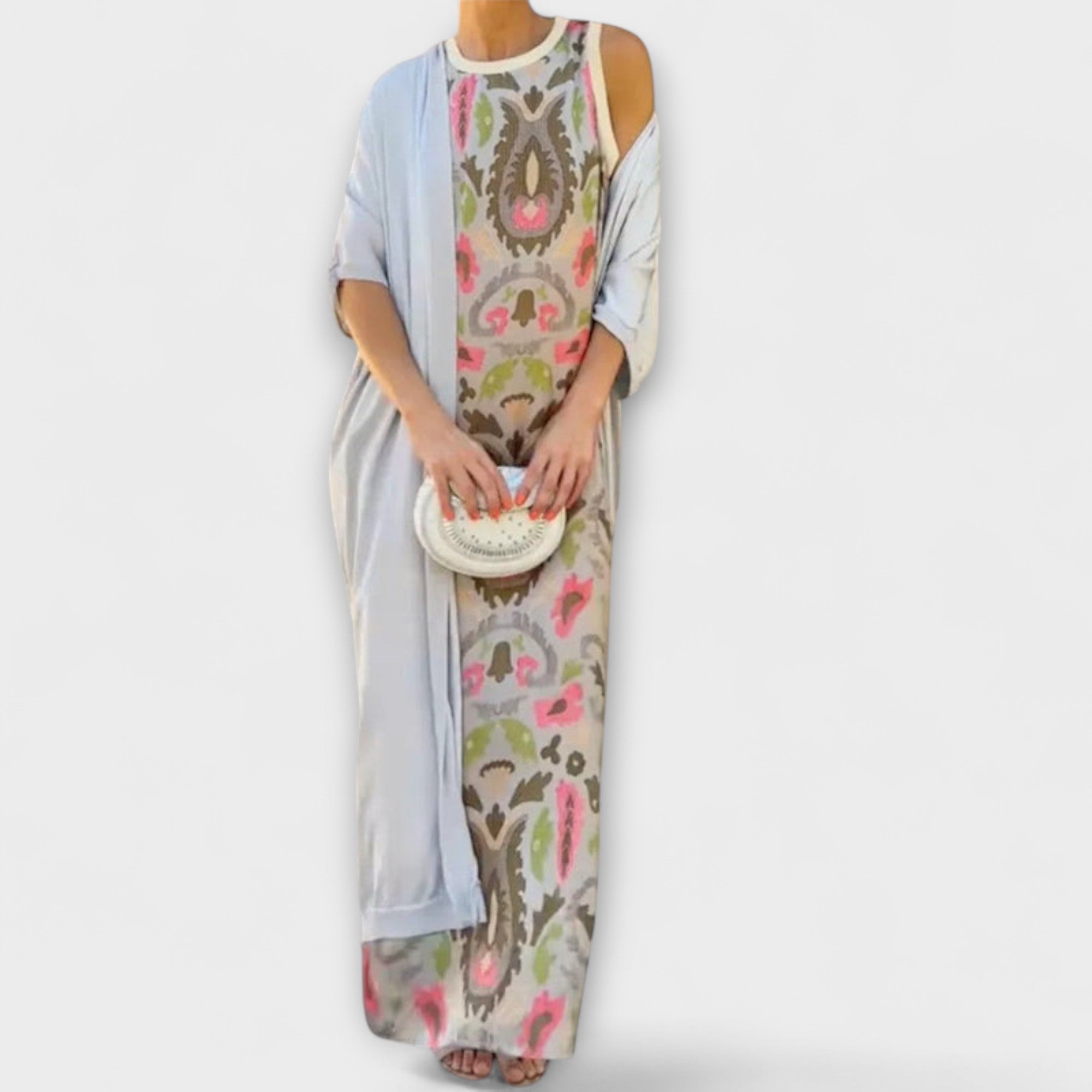 Women’s Maxi Dress, Vibrant Pattern, Loose Fit, Flowing Silhouette