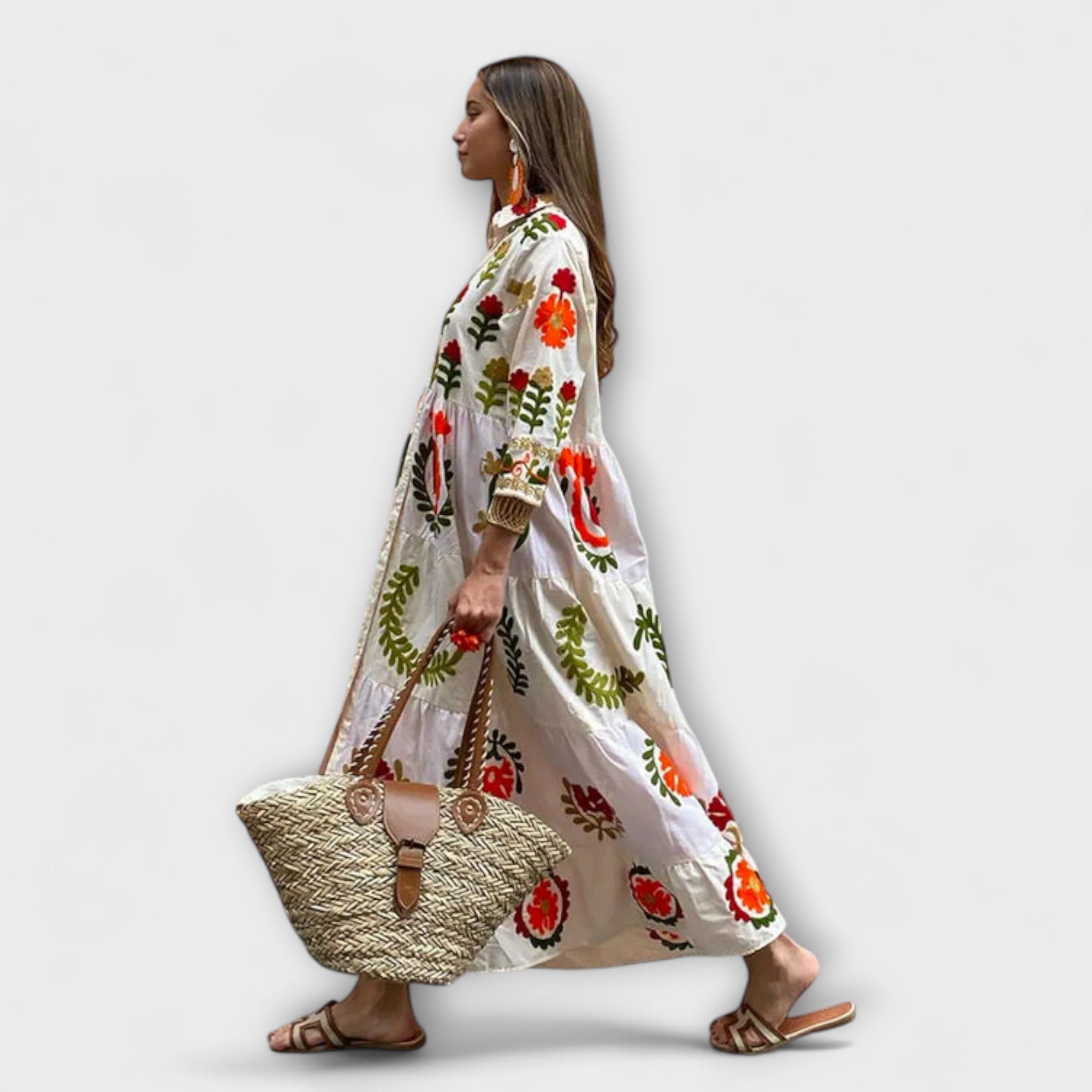 Women’s Mid-Length Floral Dress, Sleeveless, Round Neckline, Flattering Fit, Lightweight Breathable Fabric