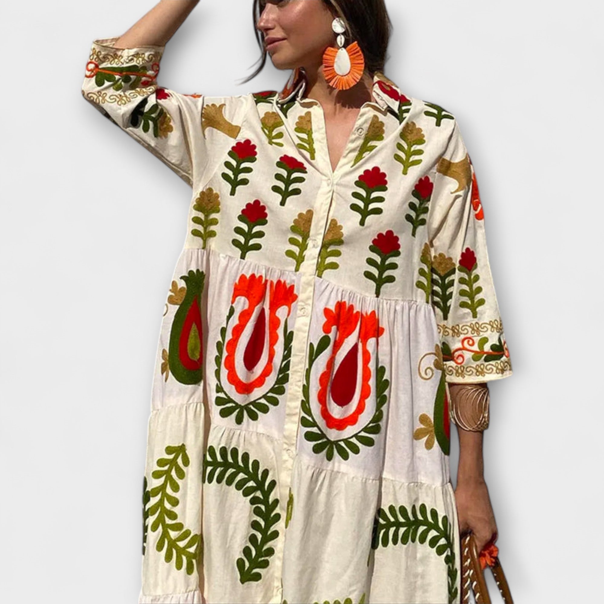 Women’s Mid-Length Floral Dress, Sleeveless, Round Neckline, Flattering Fit, Lightweight Breathable Fabric