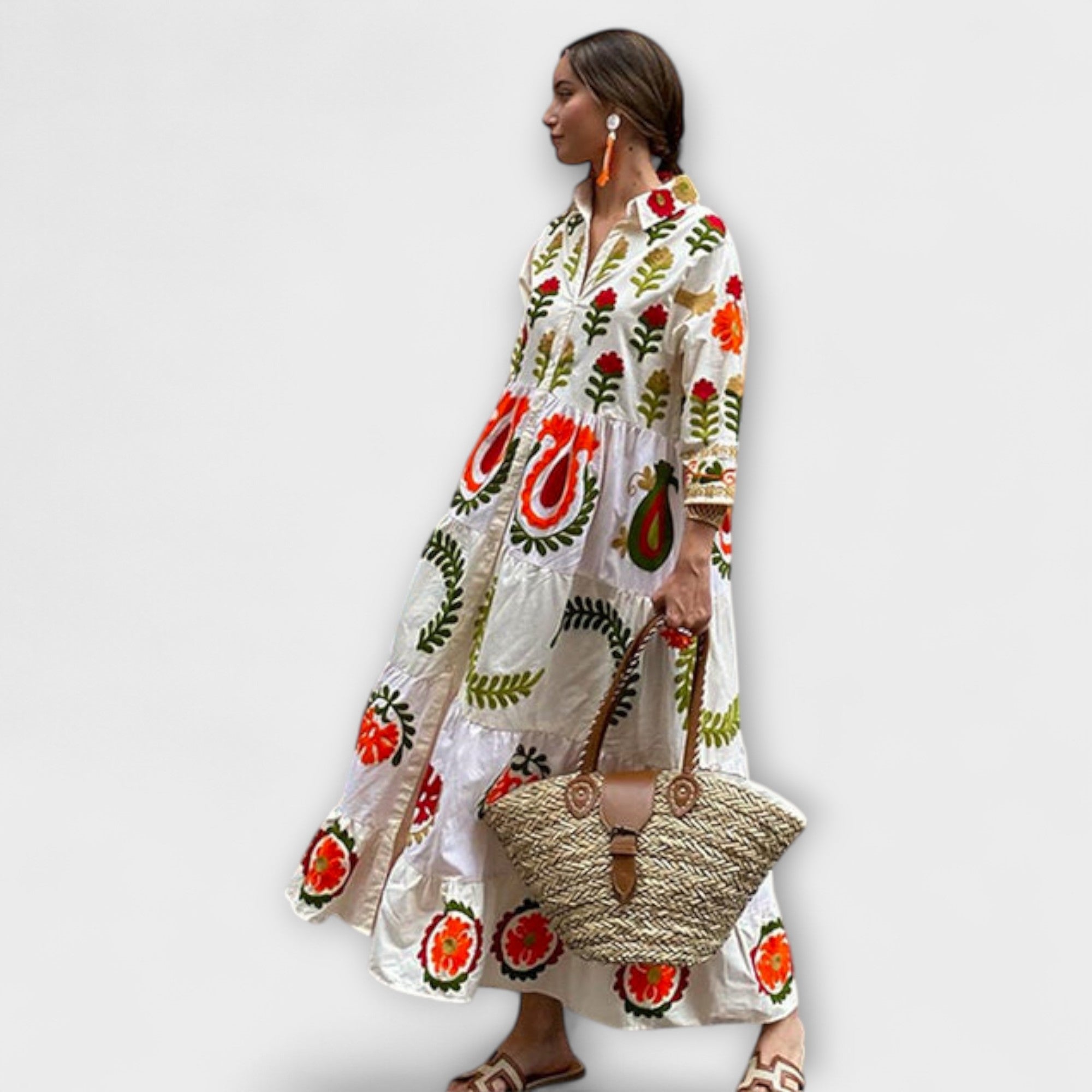 Women’s Mid-Length Floral Dress, Sleeveless, Round Neckline, Flattering Fit, Lightweight Breathable Fabric