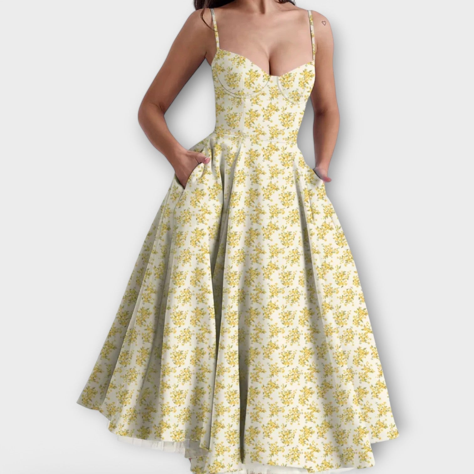 Women’s Midi Dress, Blue, Sleeveless, Strappy Neckline, Fitted, Lightweight Breathable Fabric