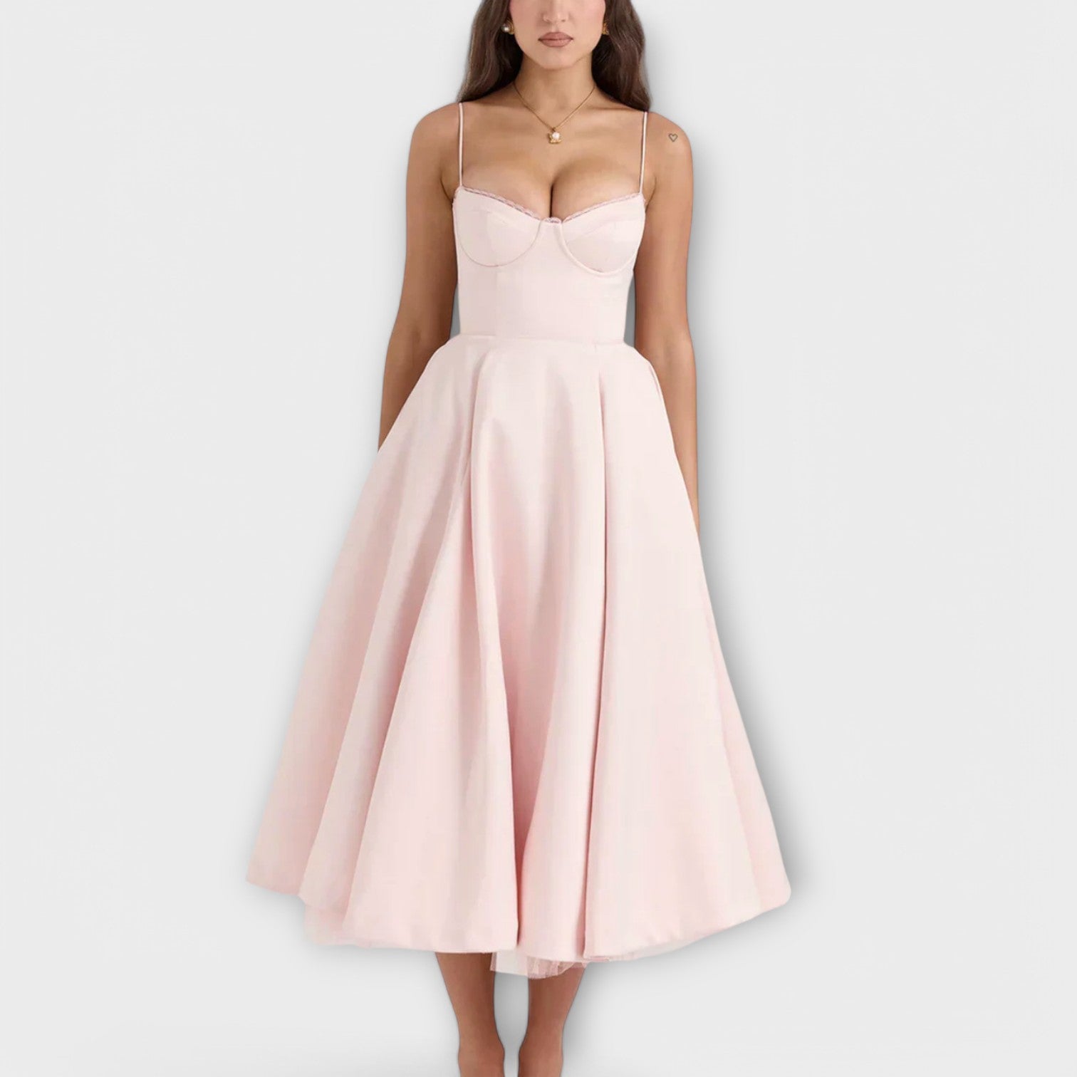 Women’s Midi Dress, Blue, Sleeveless, Strappy Neckline, Fitted, Lightweight Breathable Fabric