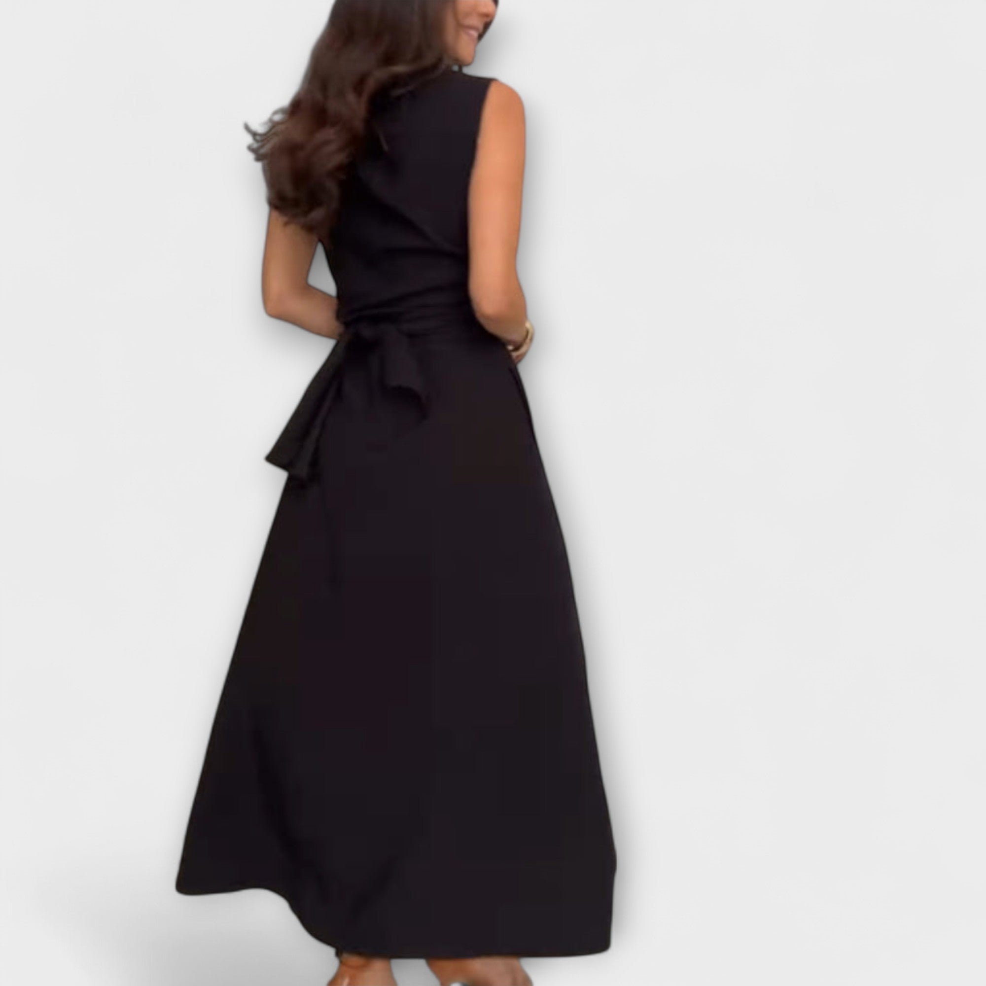 Women’s Midi Dress, Collar Neckline, Tie Waist Fit, Monochrome, Button-Down Front, Sleeve Not Specified