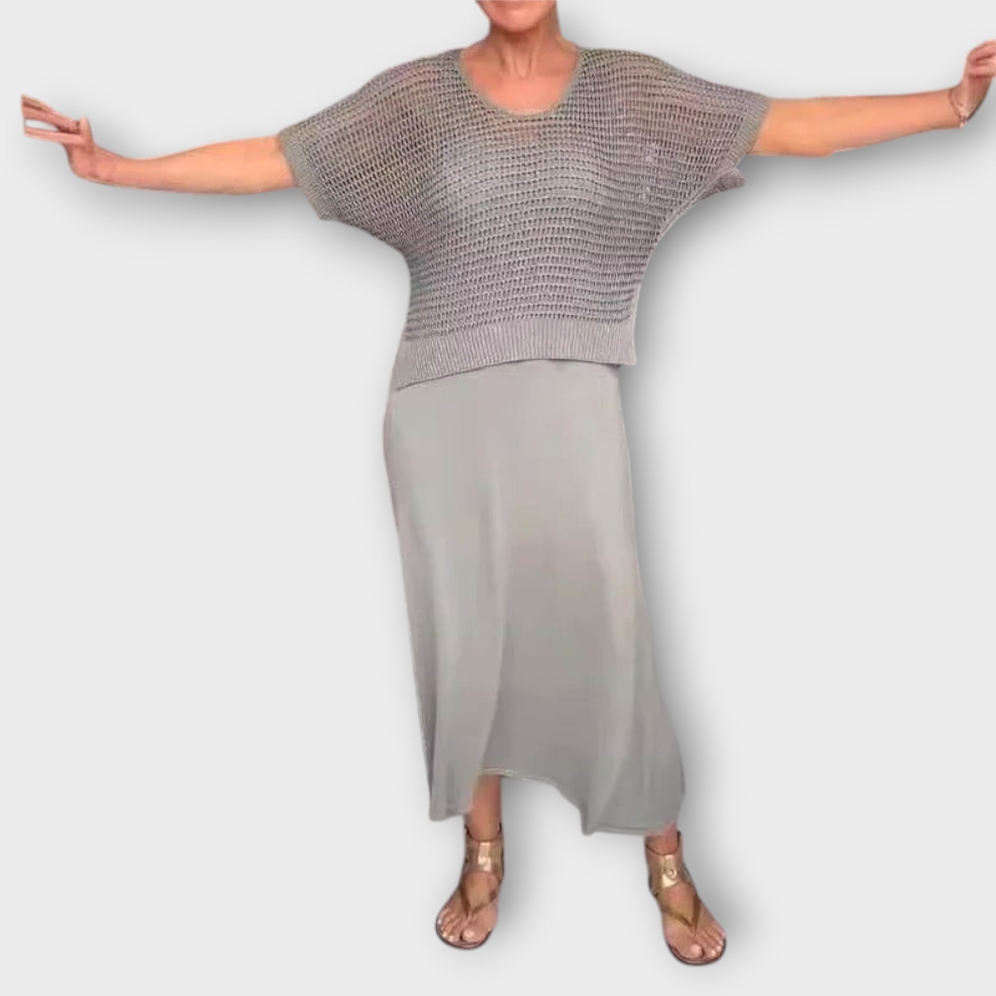 Women’s Midi Dress, Relaxed Fit, Sleeveless, Breathable Material, Soft Fluid Fabric