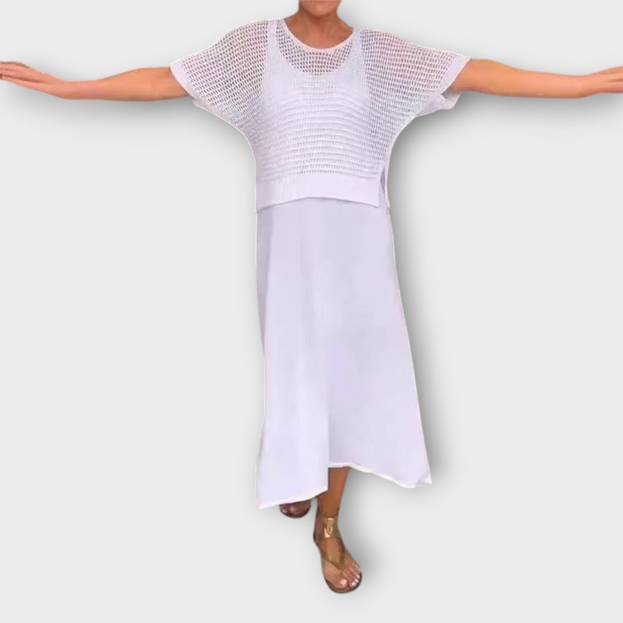 Women’s Midi Dress, Relaxed Fit, Sleeveless, Breathable Material, Soft Fluid Fabric