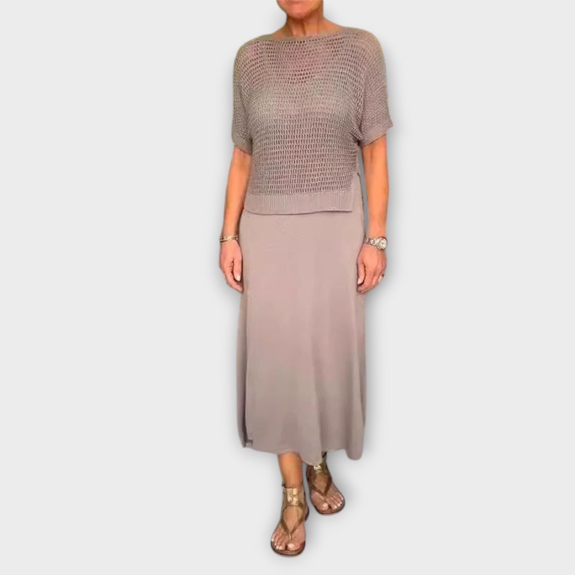 Women’s Midi Dress, Relaxed Fit, Sleeveless, Breathable Material, Soft Fluid Fabric