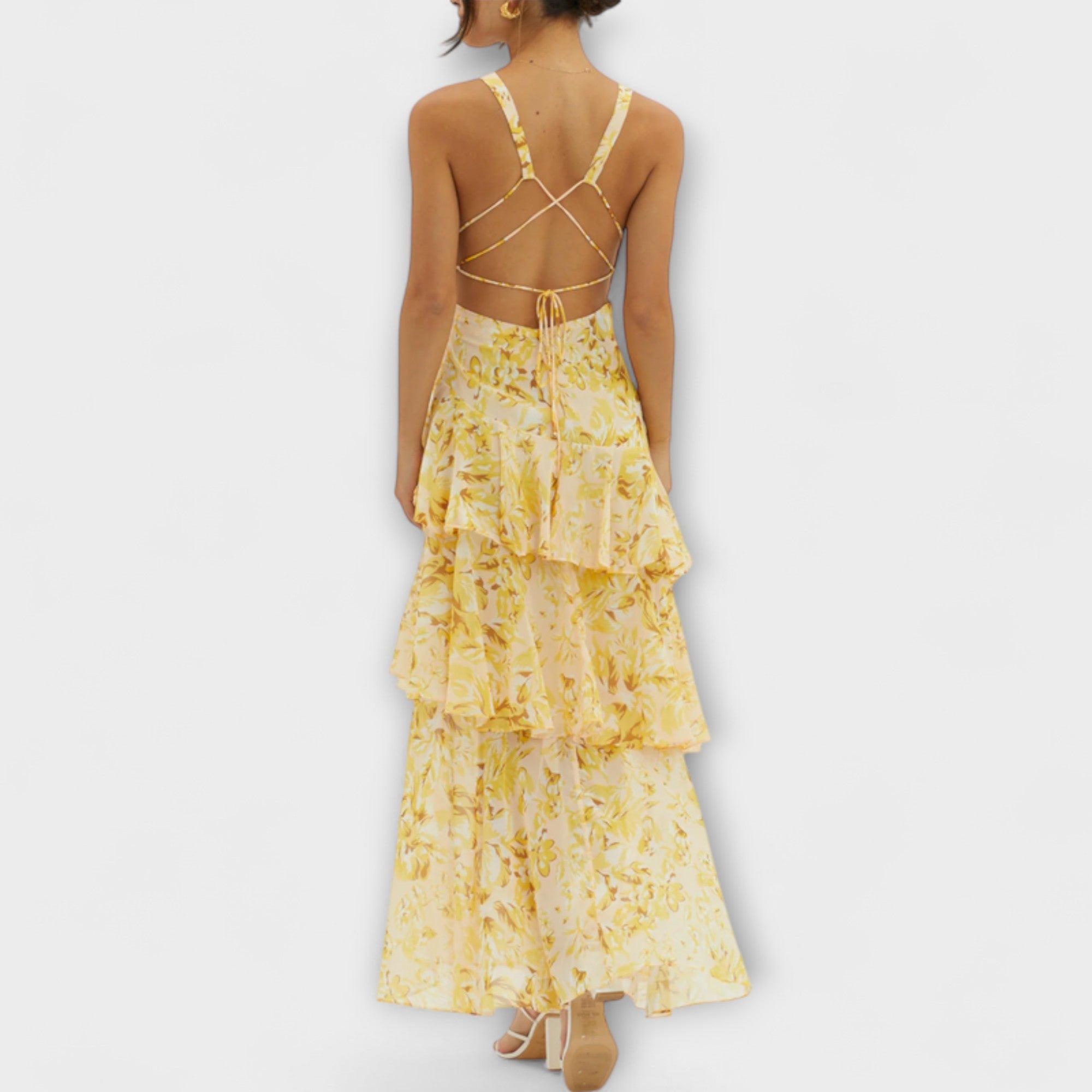 Women’s Midi Dress, Sleeveless, Deep V-Neckline, Casual Fit, Breathable Chiffon, Gem-Inspired Tones