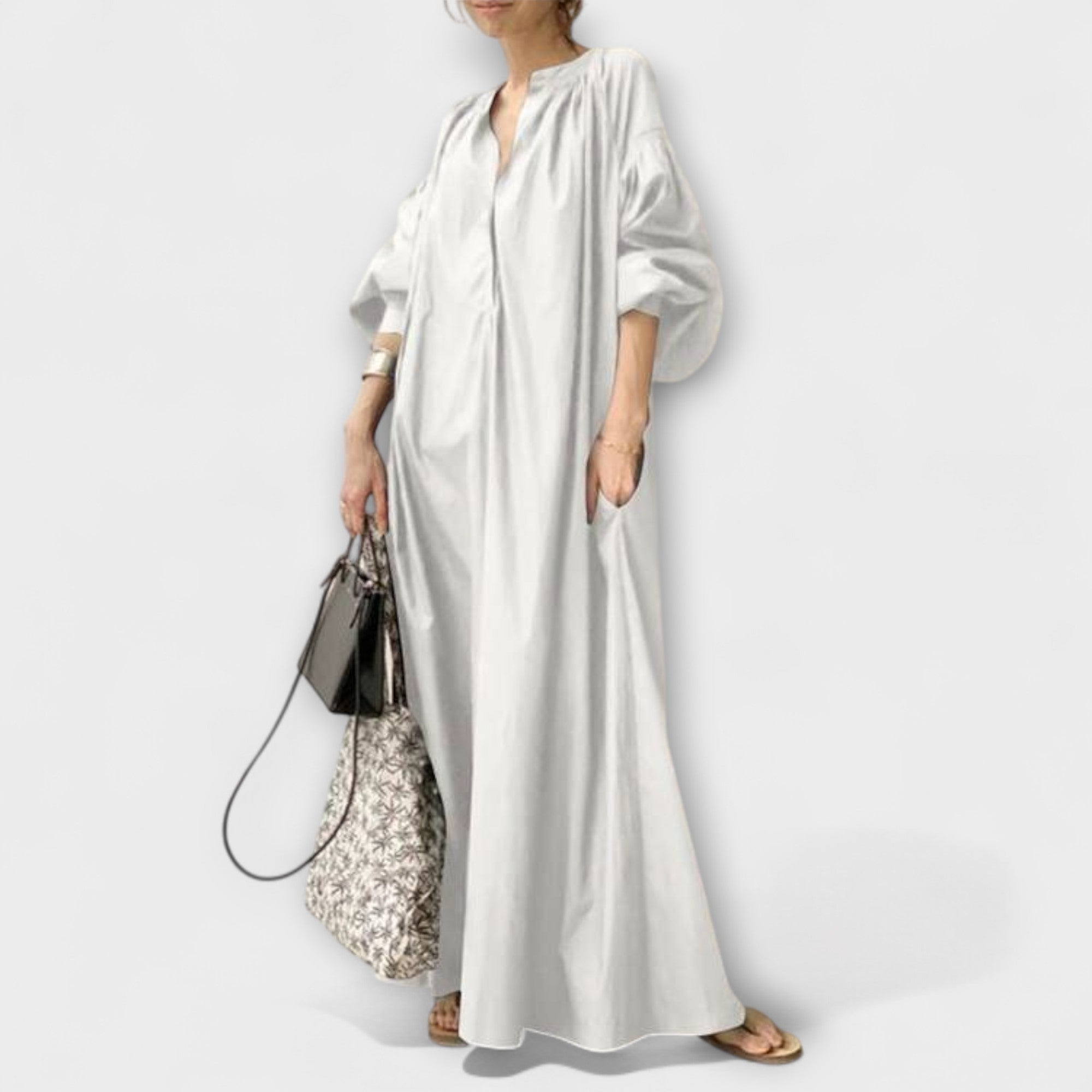 Women’s Midi Dress, Tailored Fit, White Beige Black, Classic Silhouette, Versatile Style