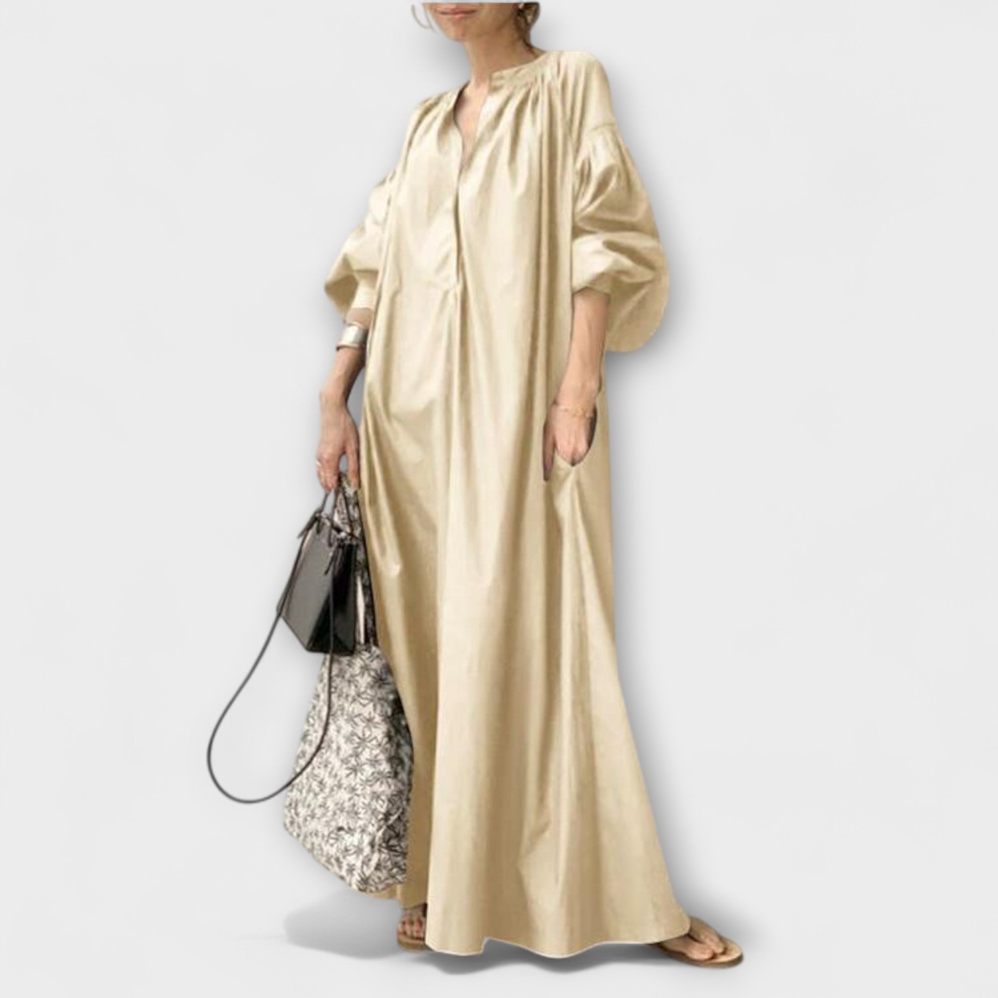 Women’s Midi Dress, Tailored Fit, White Beige Black, Classic Silhouette, Versatile Style