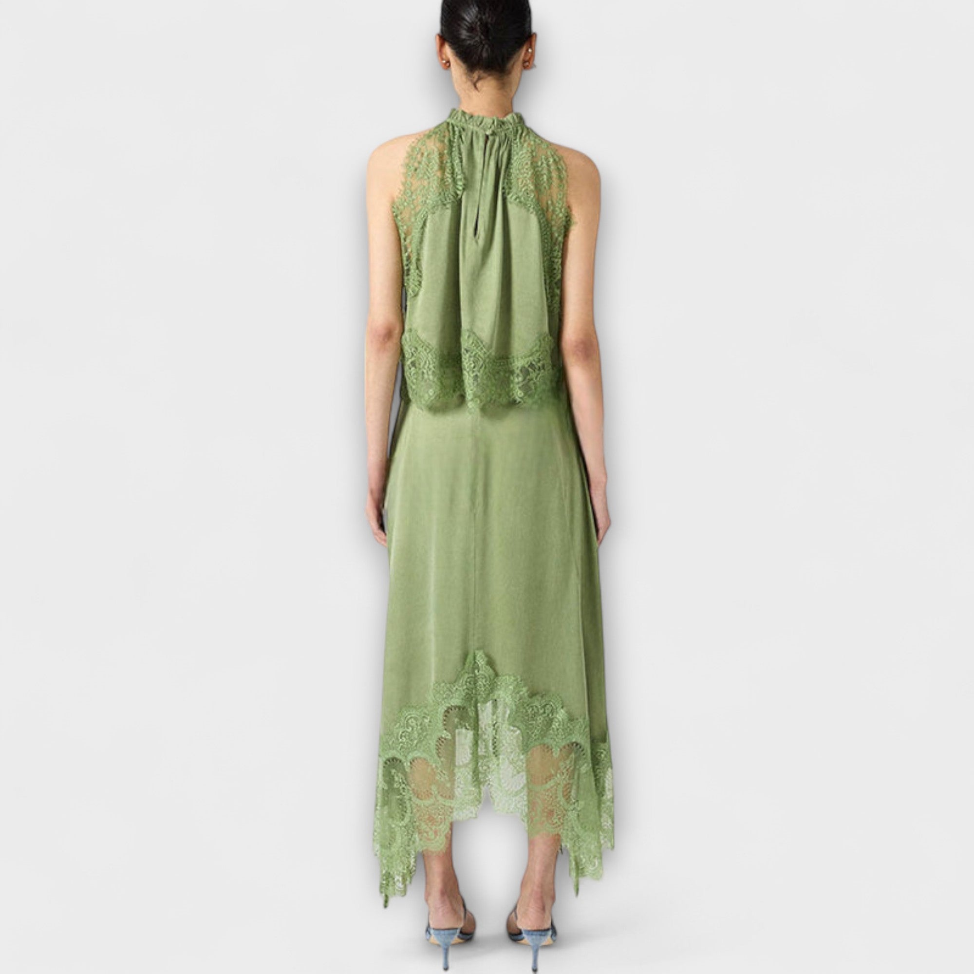 Women’s Satin Maxi Dress, Sleeveless, Pleated Neckline, Loose Fit, Smooth Lustrous Finish