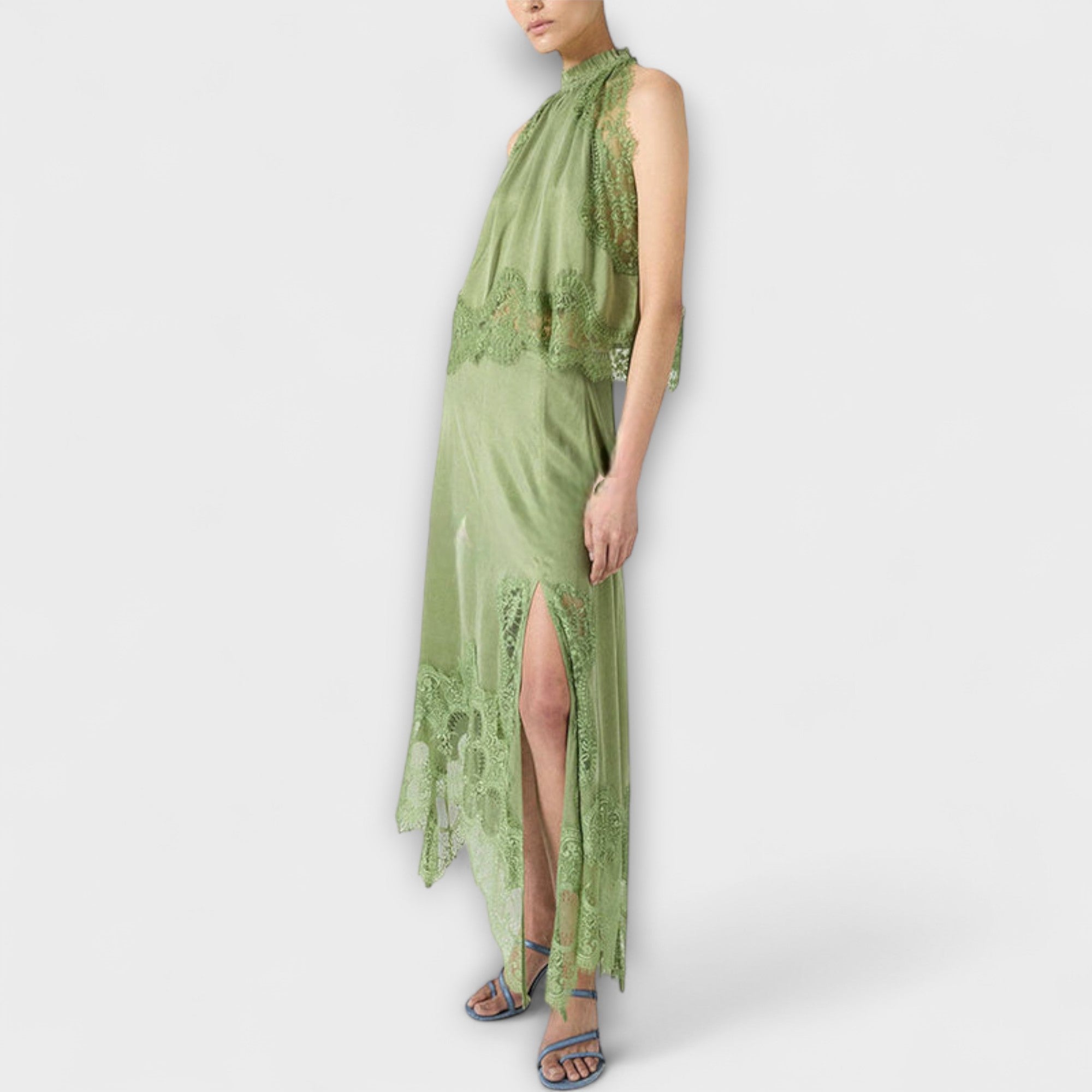 Women’s Satin Maxi Dress, Sleeveless, Pleated Neckline, Loose Fit, Smooth Lustrous Finish