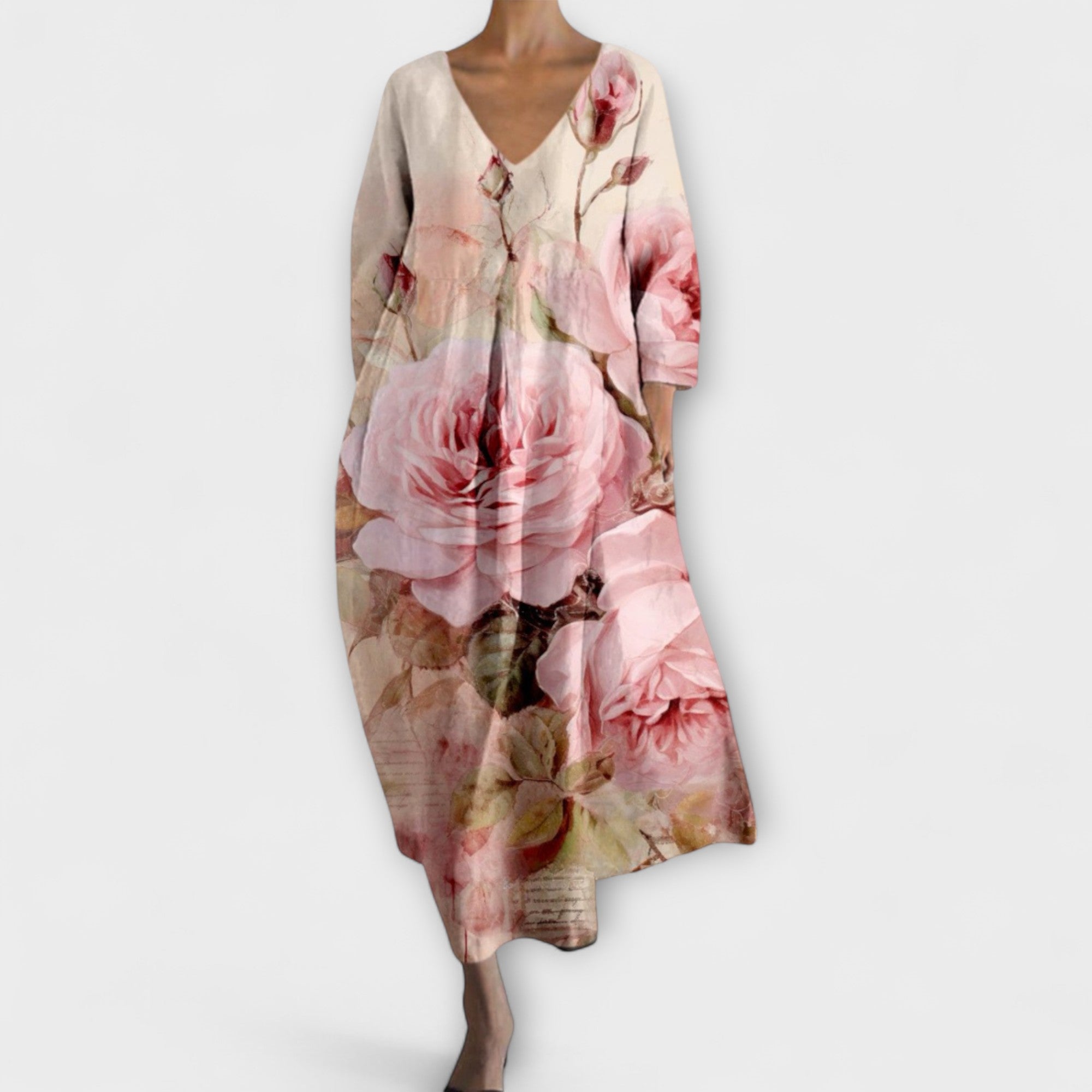 Women’s Sleeveless Maxi Dress, V-Neck, Fluid Fit, Butterfly Net Fabric