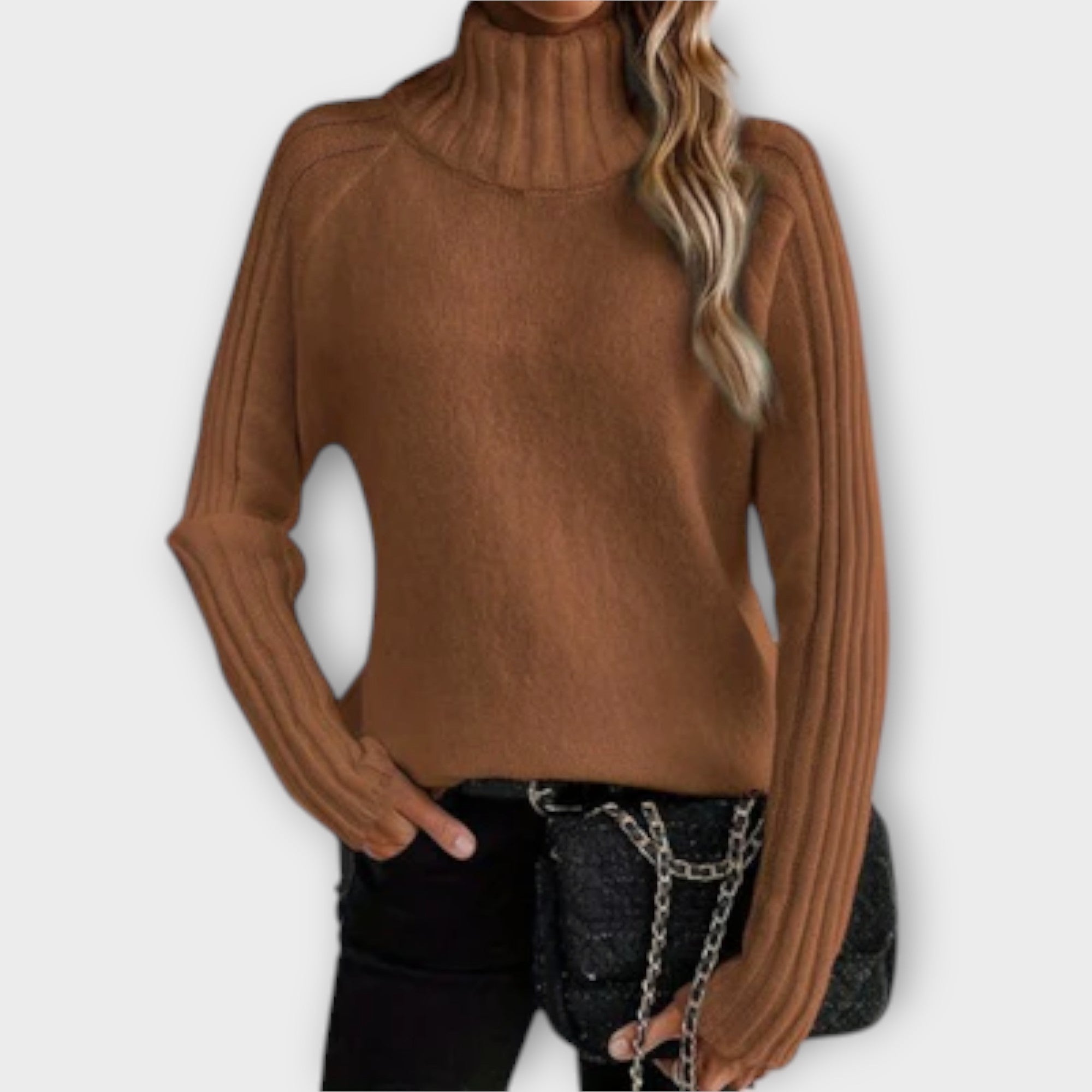 Women’s Soft Knit Jumper, Long Sleeve, Crew Neck, Flattering Fit, Fabric, Elegant Texture