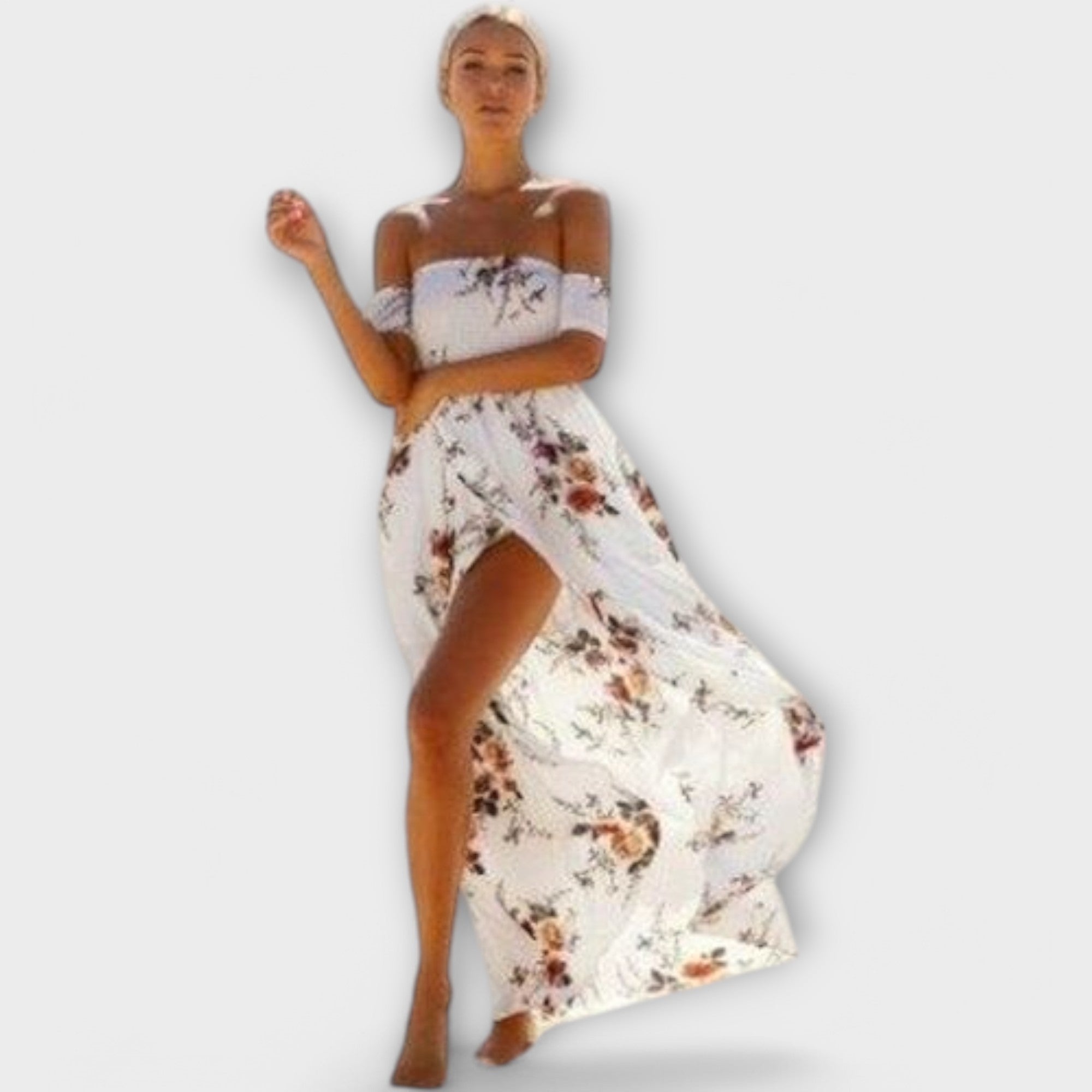 Women’s Strapless Midi Dress, Floral Print, Lightweight Breathable Fabric, Versatile Fit