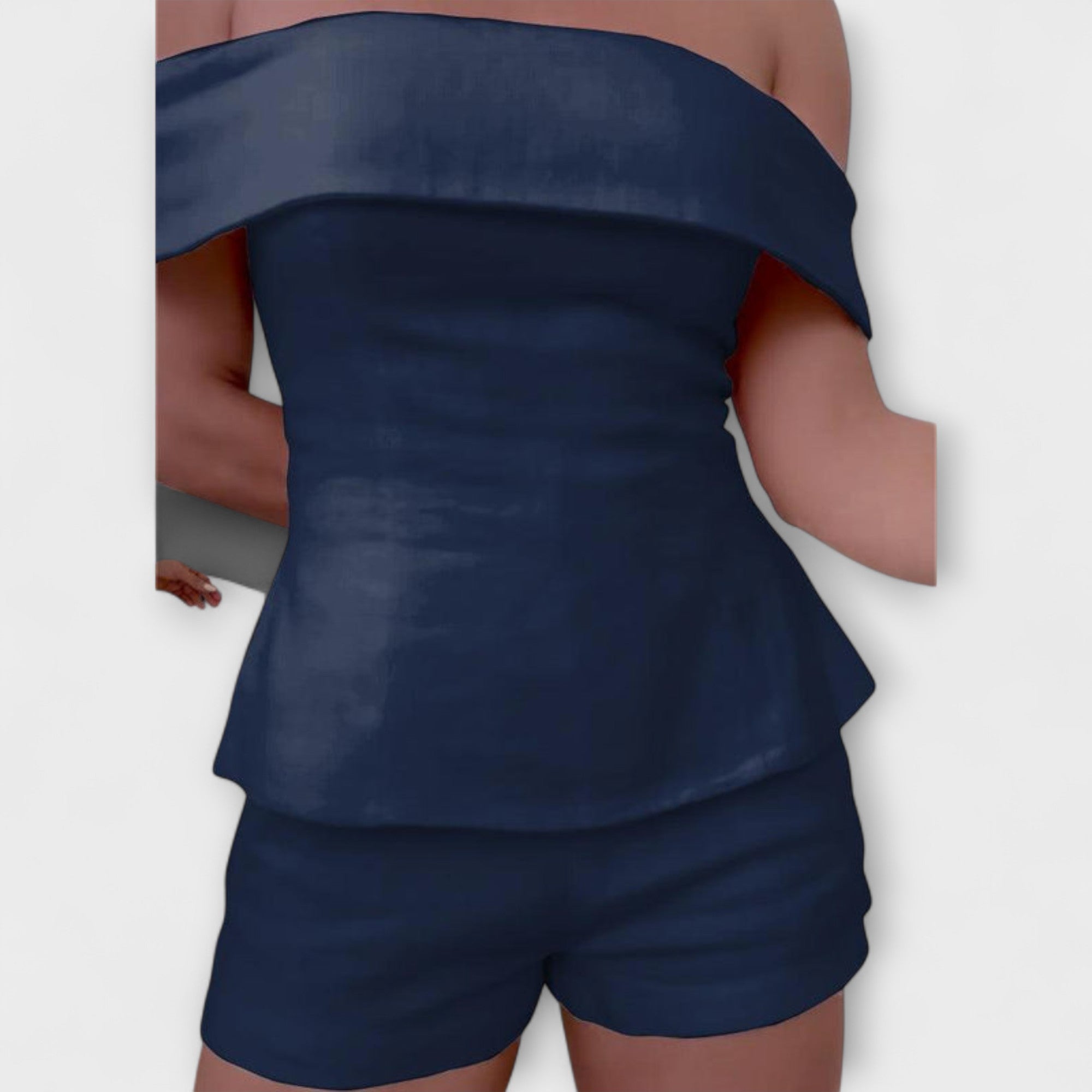 Women’s Tailored Crop Top and Trousers Set, Polyester Cotton Blend, Button-Up, Zip and Button Closure, Tailored Fit