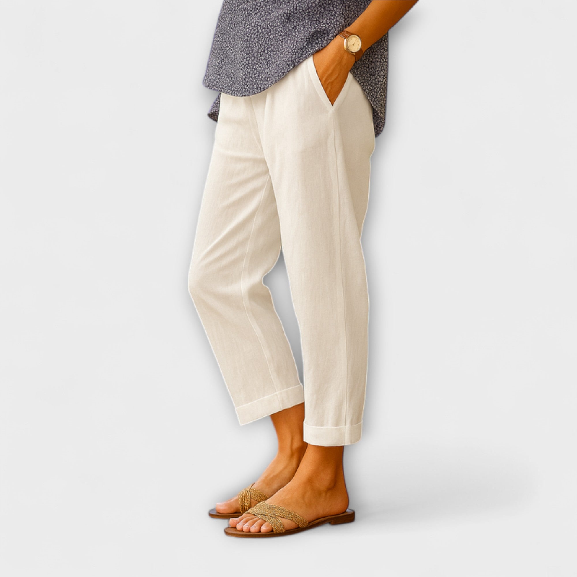 Women’s Trousers, Relaxed Straight Fit, Breathable Fabric, Warm-Weather Comfort