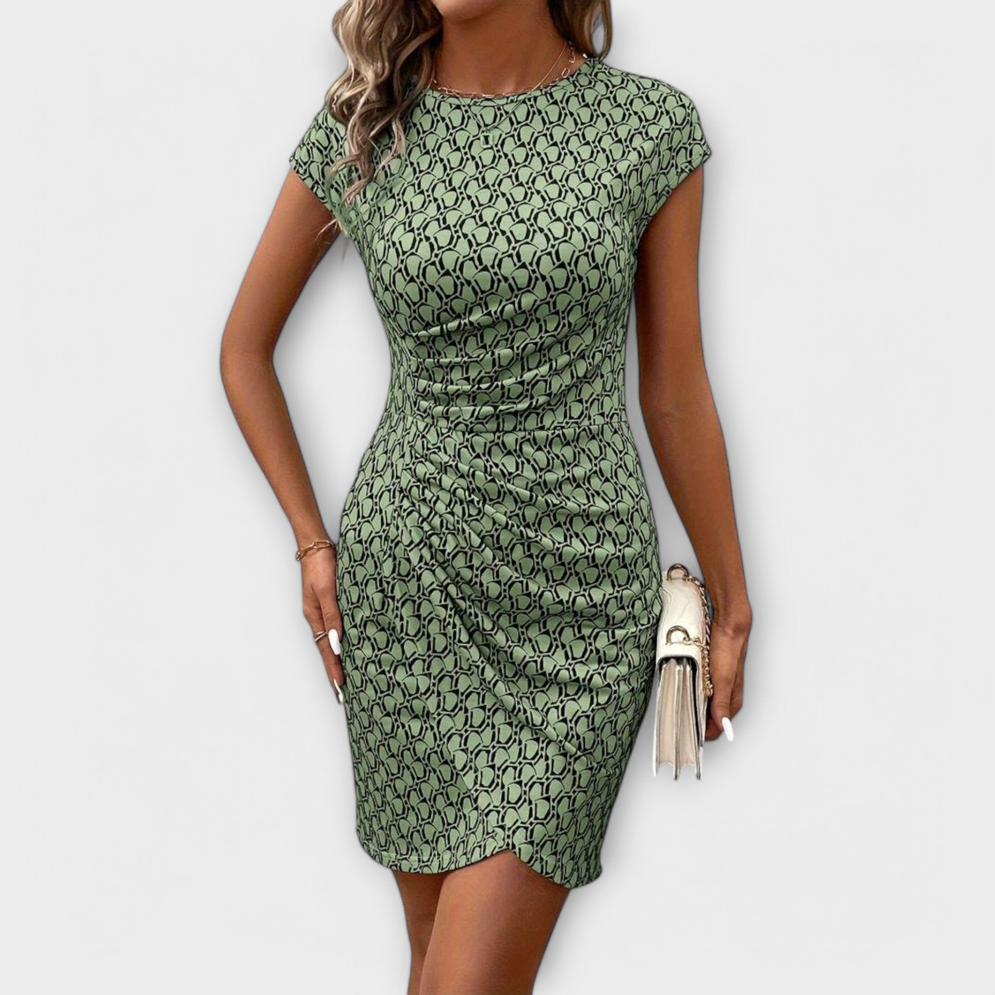 Women’s Tulip Dress, Sleeveless, Fitted Silhouette, Sophisticated Neckline, Soft Durable Fabric, Subtle Print