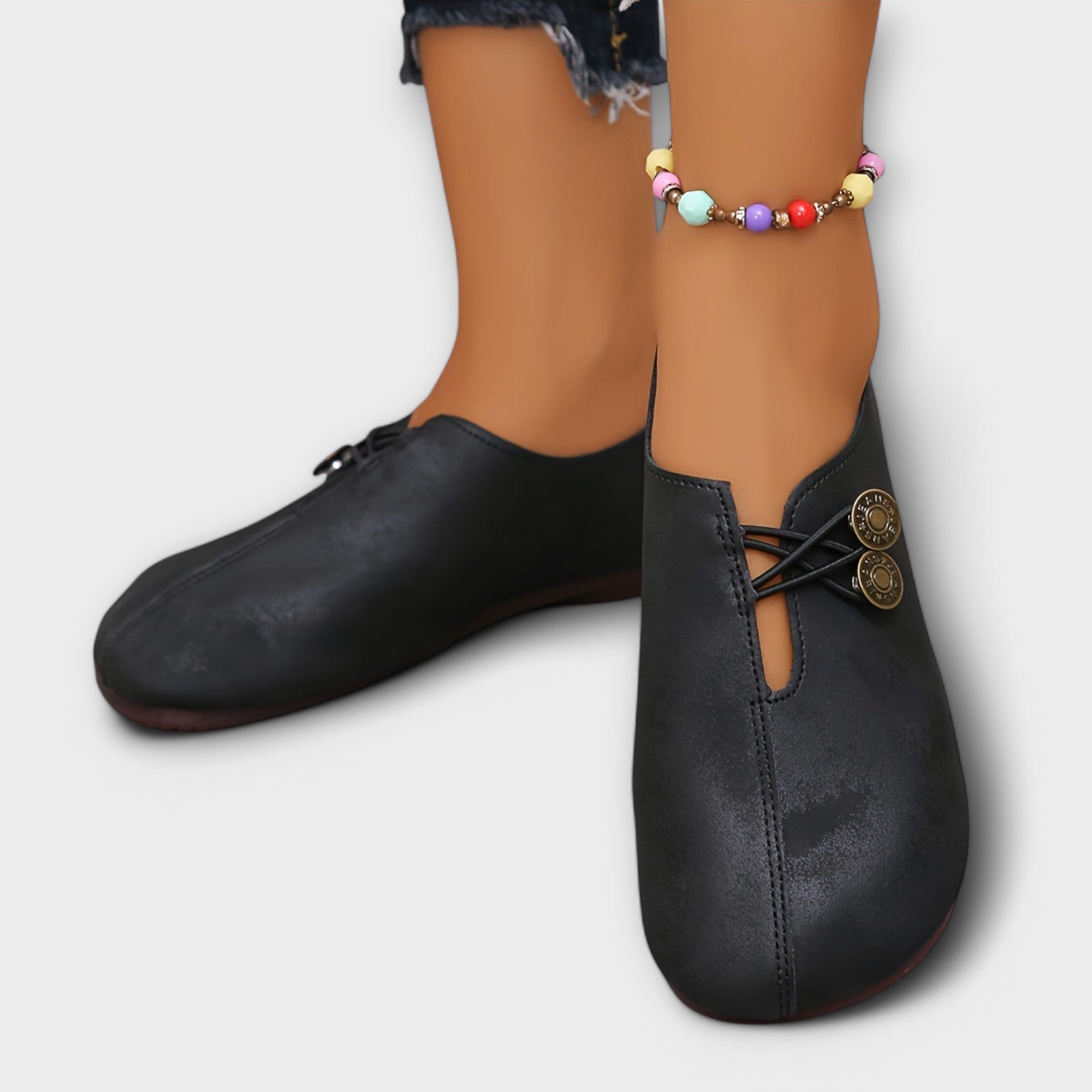 Women’s Loafers, Suede Upper, Foldable Sole, Elastic Button Closure