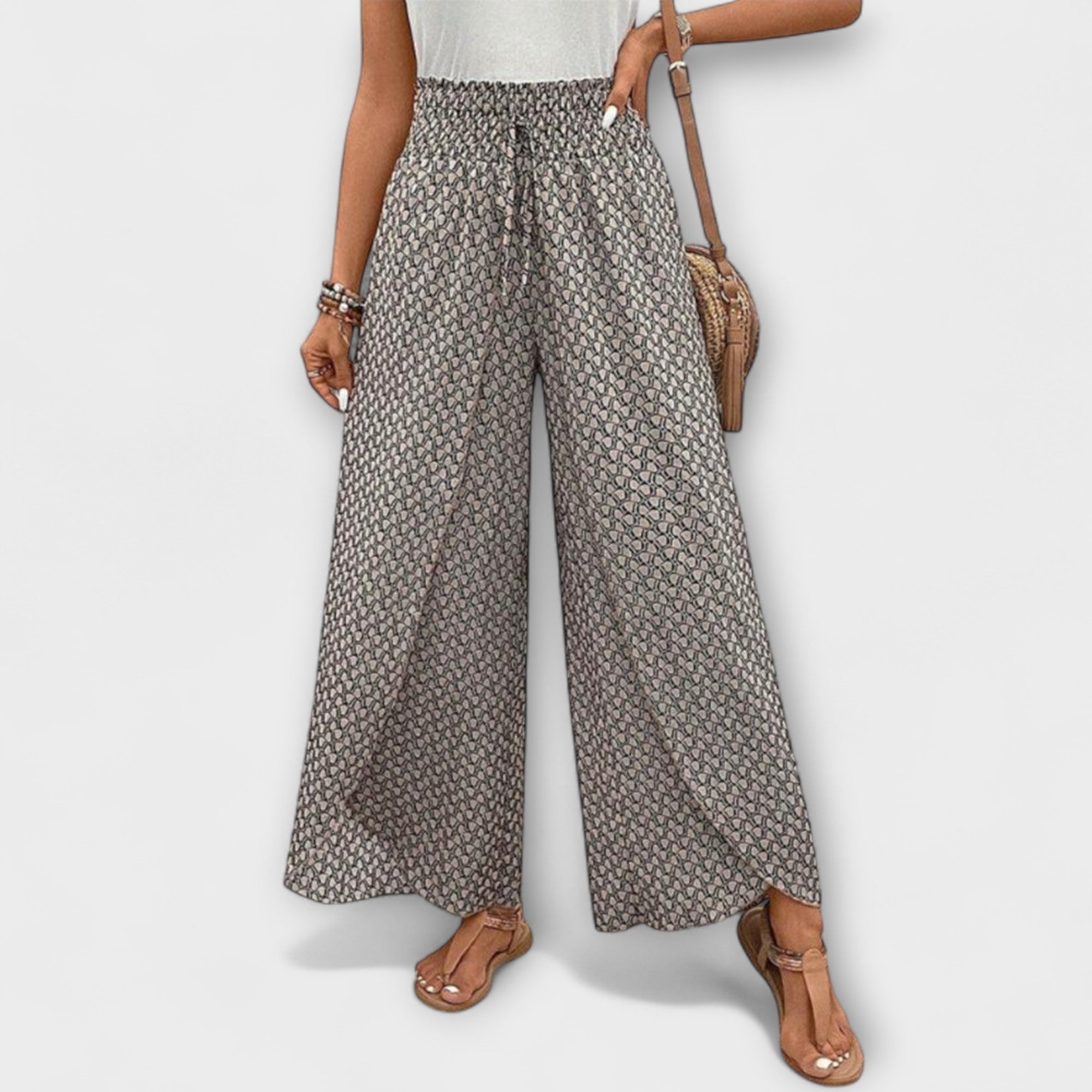 Women’s Palazzo Trousers, Lightweight, High-Rise Waist, Wide-Leg, Comfortable Fit