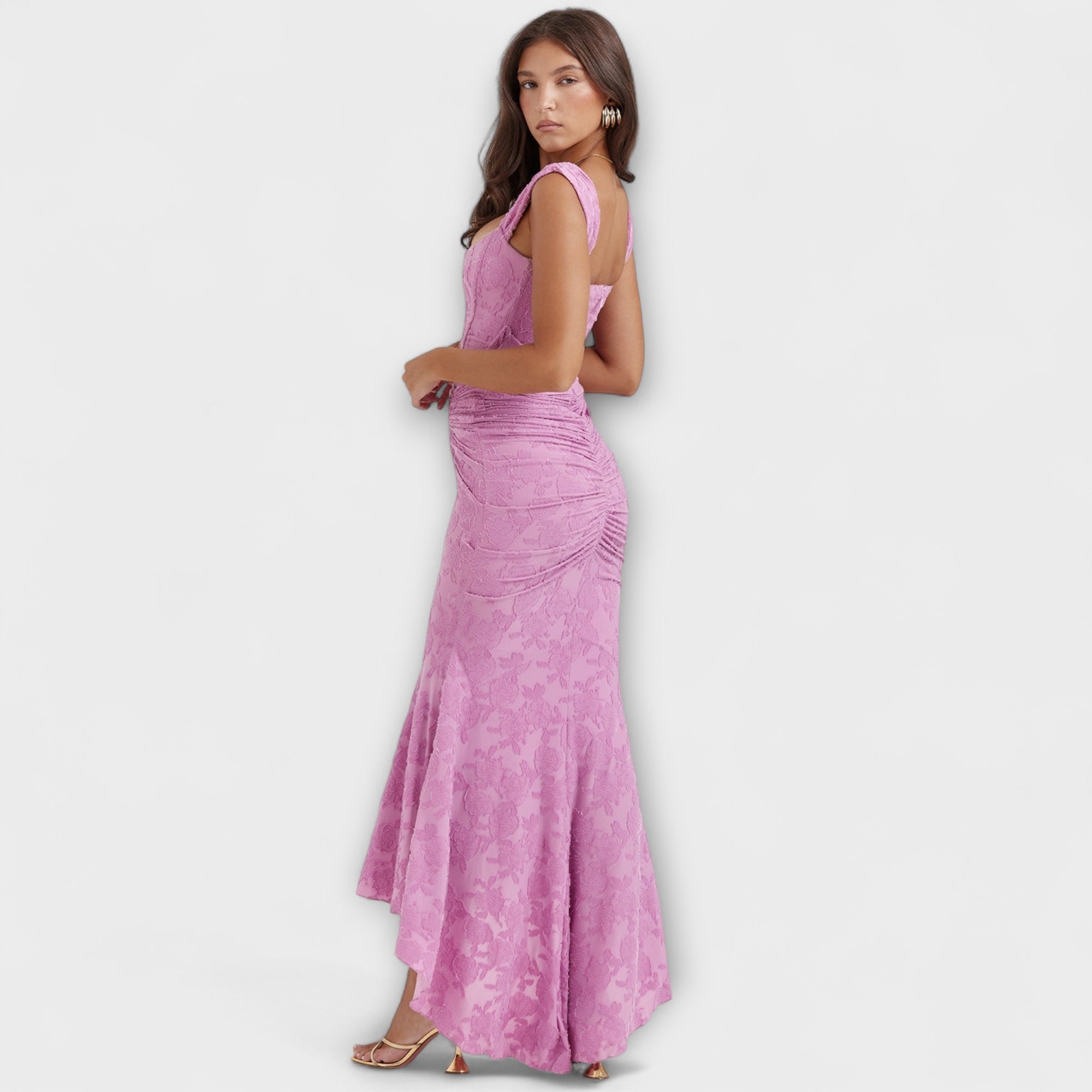 Women’s Corset Dress, Sleeveless, Sweetheart Neckline, Pastel Pattern, Fitted, Premium Fabric