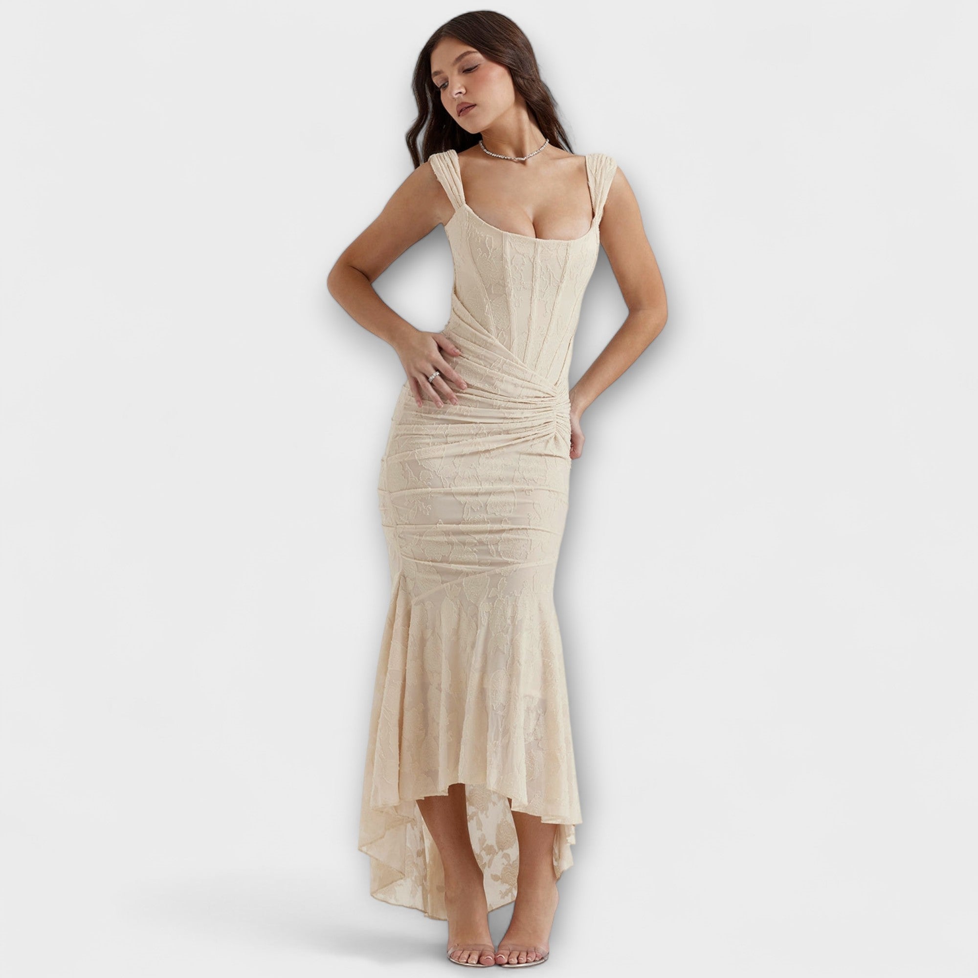 Women’s Corset Dress, Sleeveless, Sweetheart Neckline, Pastel Pattern, Fitted, Premium Fabric