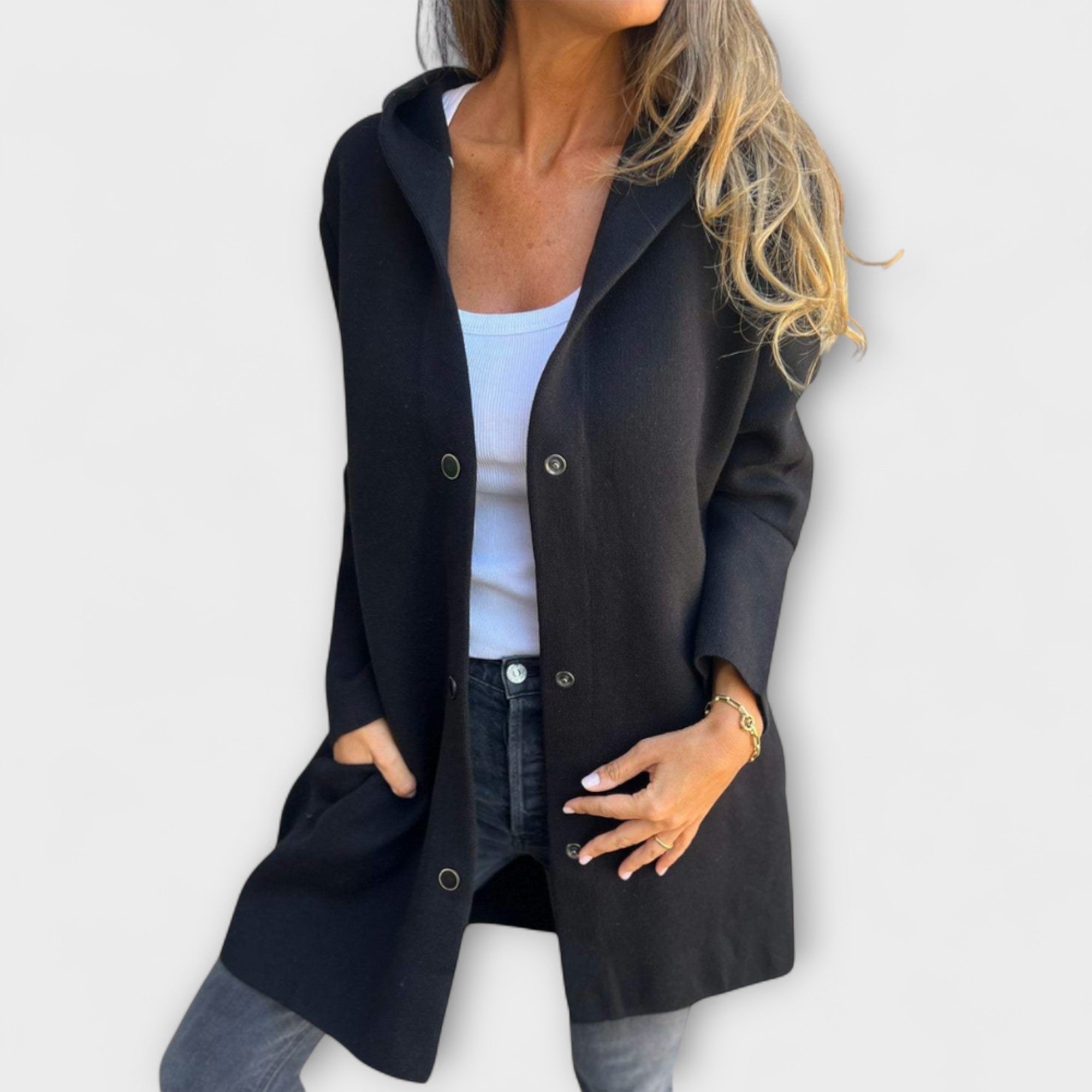 Women’s Hooded Jacket, Single-Breasted, Relaxed Fit, Casual Outerwear