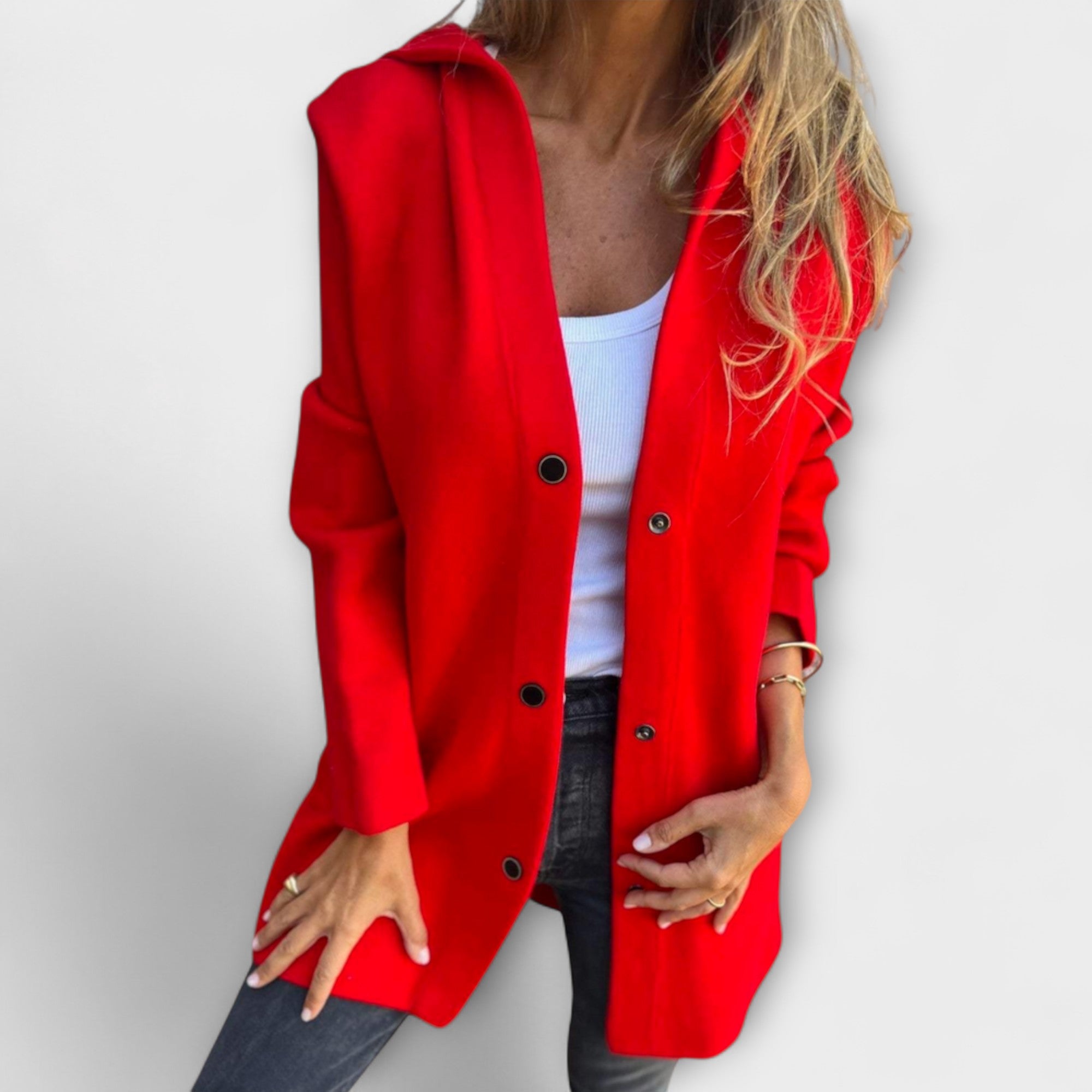 Women’s Hooded Jacket, Single-Breasted, Relaxed Fit, Casual Outerwear