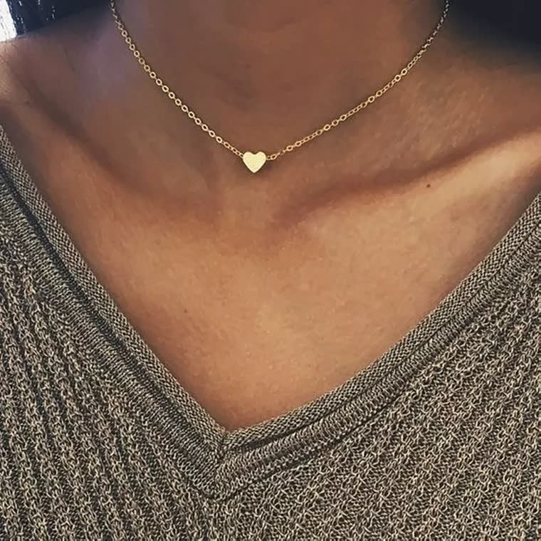 Women’s Adjustable Necklace, Gold Shiny Metal, Polished Finish, Minimalist Design